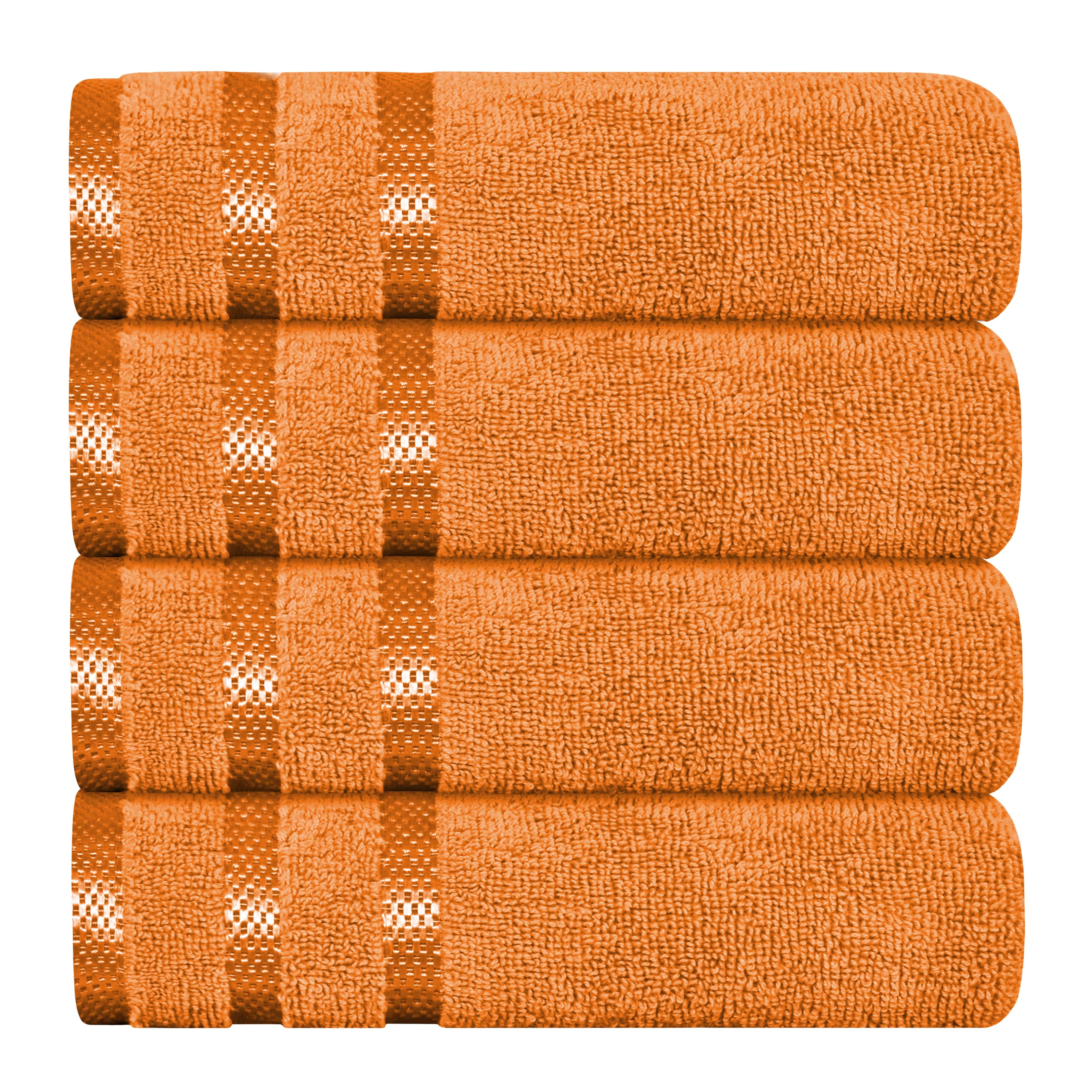 Belmont Viscose Stripe Orange Towels 100% Cotton Hotel Quality Super Absorbent 10 Piece Bale Set, 4 Hand Towel & 12 Face Cloths by OLIVIA ROCCO