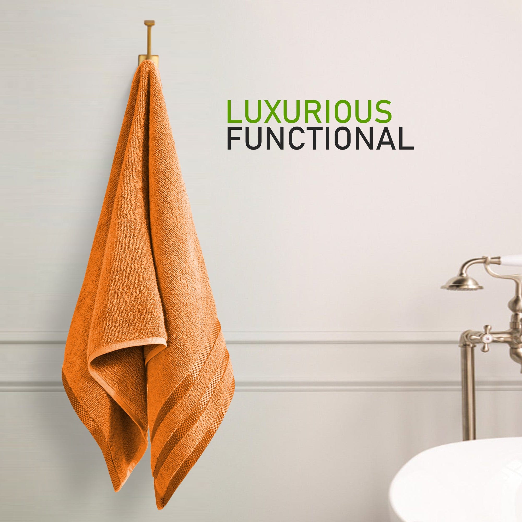 Belmont Viscose Stripe Orange Towels 100% Cotton Hotel Quality Super Absorbent 10 Piece Bale Set, 4 Hand Towel & 12 Face Cloths by OLIVIA ROCCO