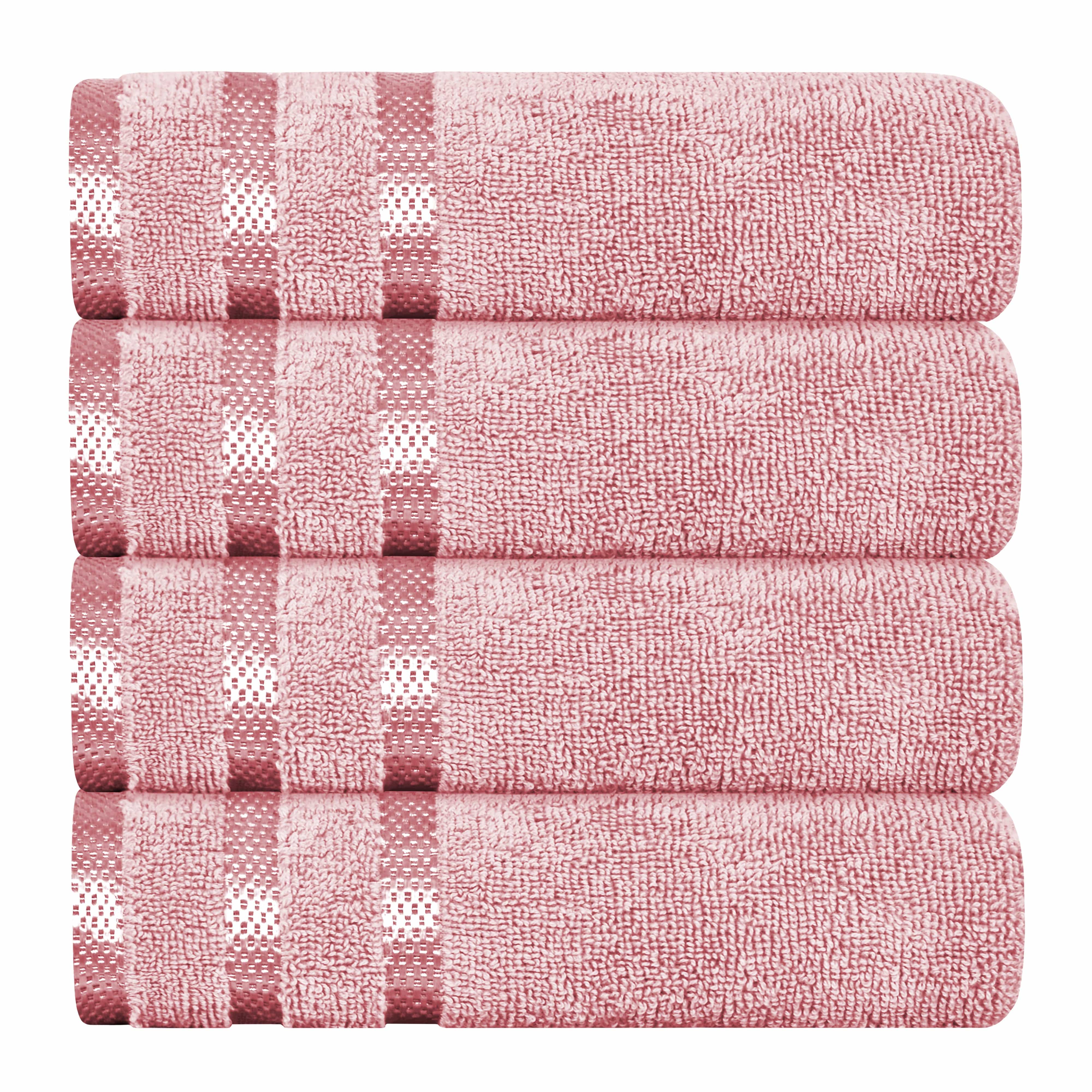 Belmont Viscose Stripe Pink Towels 100% Cotton Hotel Quality Super Absorbent 10 Piece Bale Set, 4 Hand Towel & 12 Face Cloths by OLIVIA ROCCO