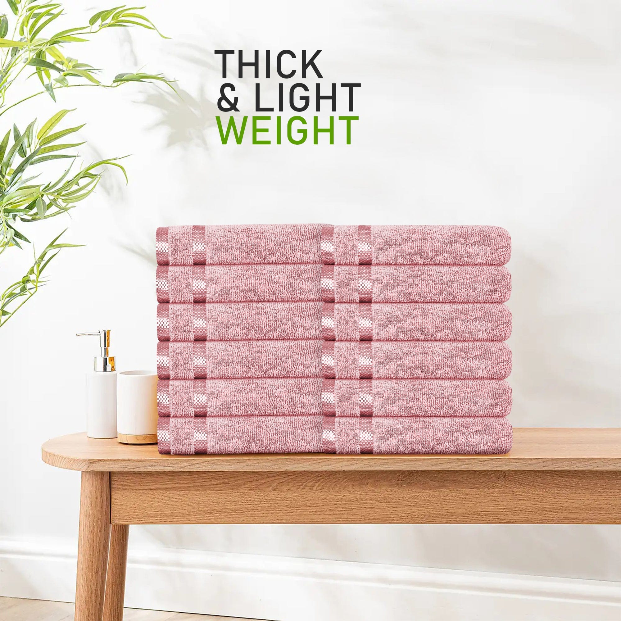 Belmont Viscose Stripe Pink Towels 100% Cotton Hotel Quality Super Absorbent 10 Piece Bale Set, 4 Hand Towel & 12 Face Cloths by OLIVIA ROCCO