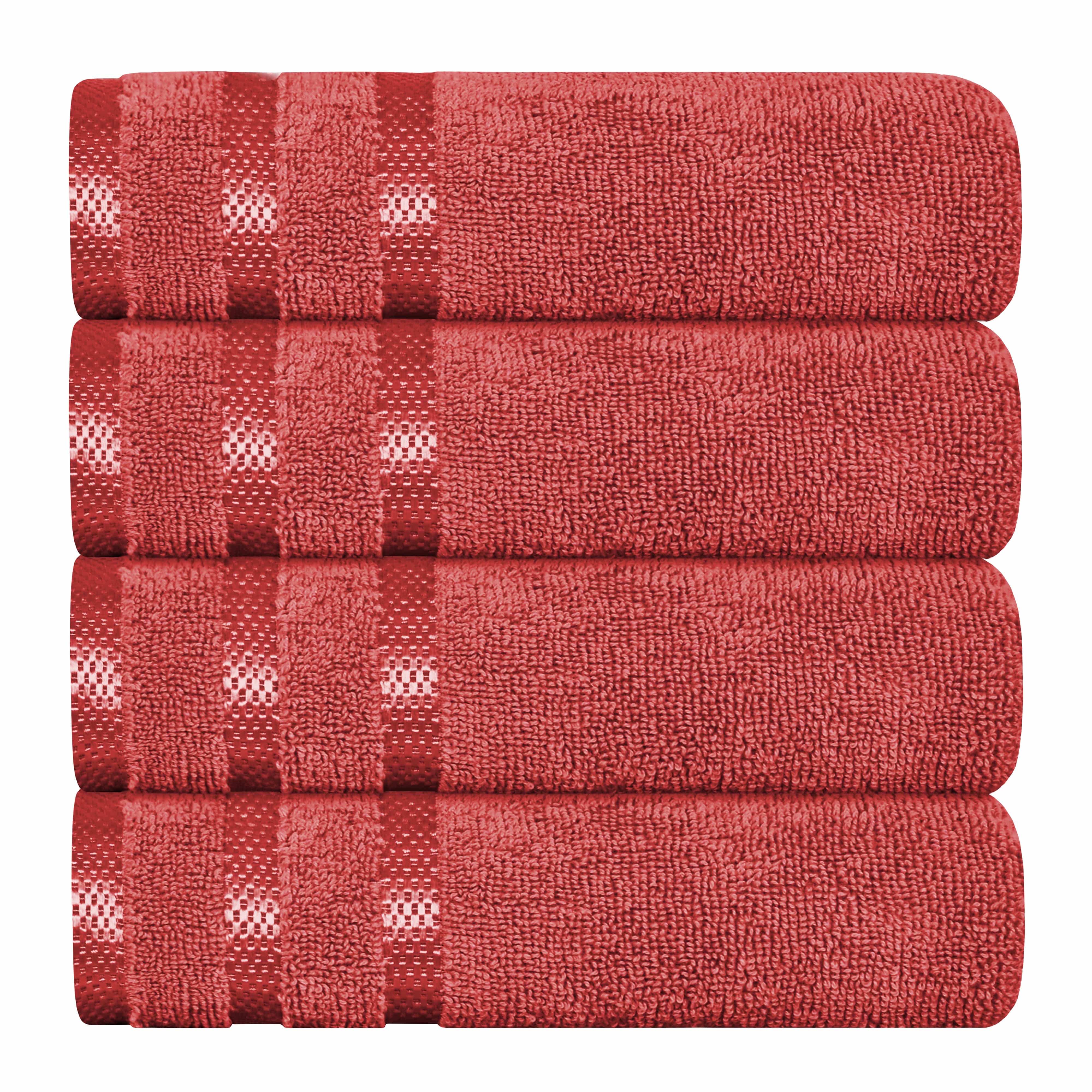 Belmont Viscose Stripe Red Towels 100% Cotton Hotel Quality Super Absorbent 10 Piece Bale Set, 4 Hand Towel & 12 Face Cloths by OLIVIA ROCCO