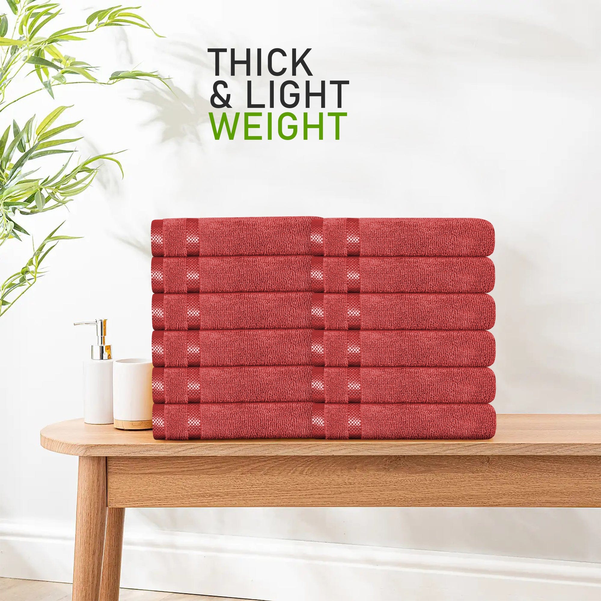 Belmont Viscose Stripe Red Towels 100% Cotton Hotel Quality Super Absorbent 10 Piece Bale Set, 4 Hand Towel & 12 Face Cloths by OLIVIA ROCCO