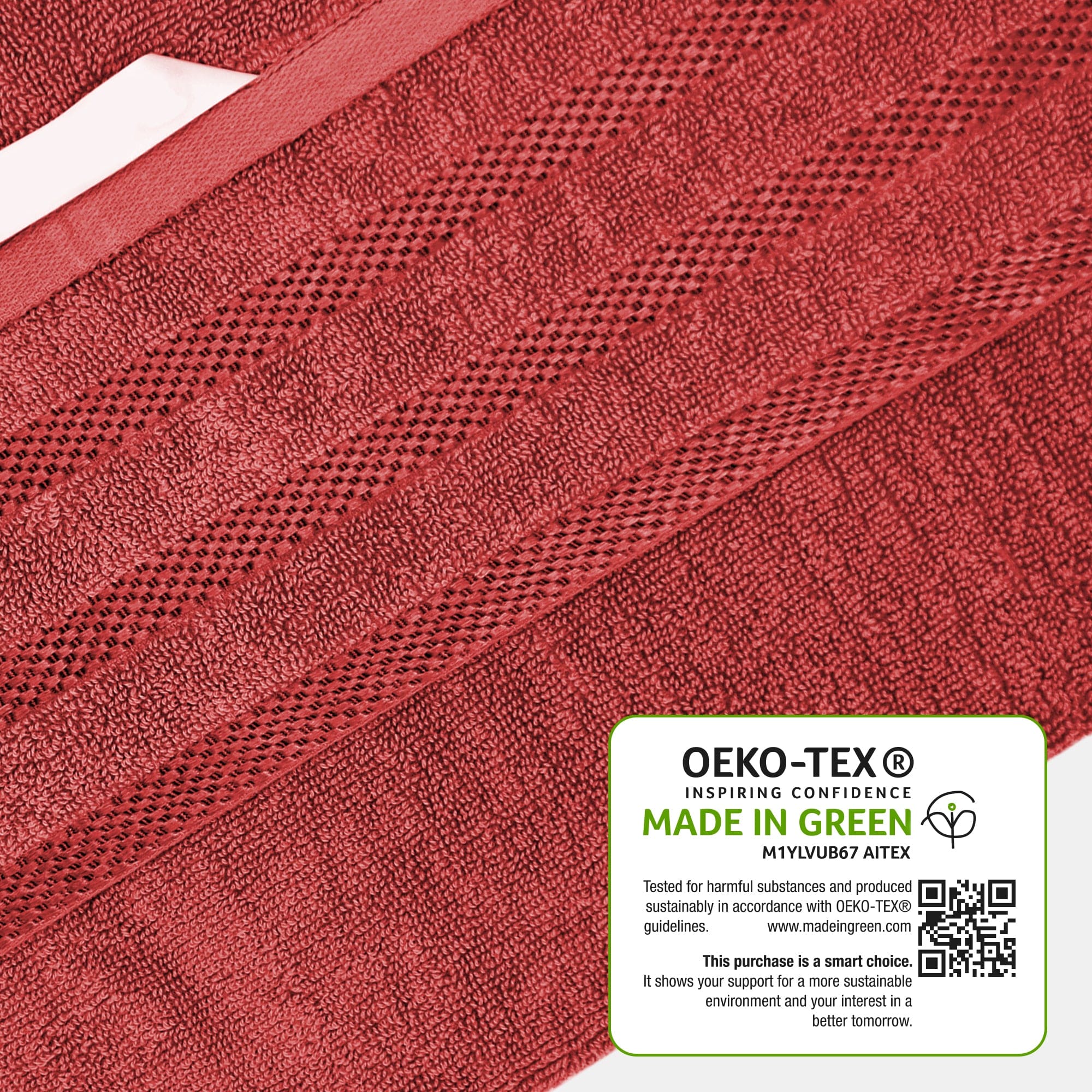 Belmont Viscose Stripe Red Towels 100% Cotton Hotel Quality Super Absorbent 10 Piece Bale Set, 4 Hand Towel & 12 Face Cloths by OLIVIA ROCCO