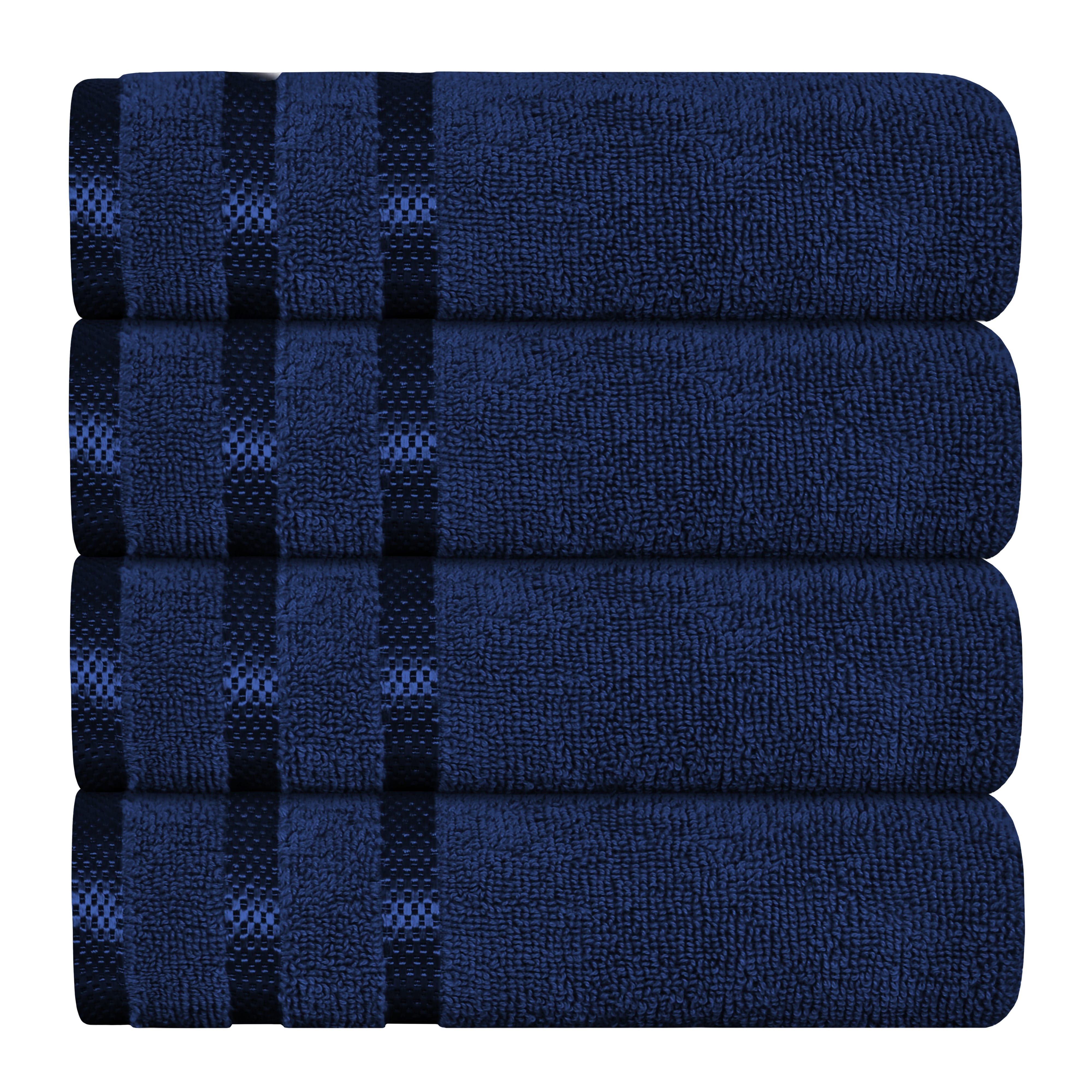 Belmont Viscose Stripe Royal Blue Towels 100% Cotton Hotel Quality Super Absorbent 10 Piece Bale Set, 4 Hand Towel & 12 Face Cloths by OLIVIA ROCCO