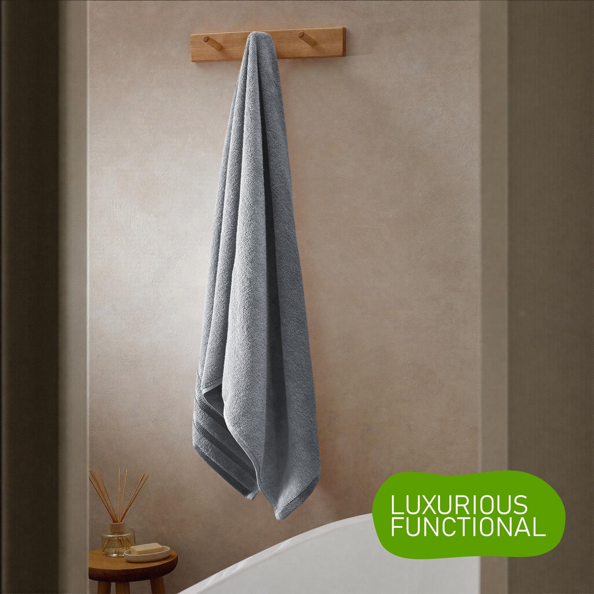 Belmont Viscose Stripe Silver Towels 100% Cotton Hotel Quality Super Absorbent 10 Piece Bale Set, 4 Hand Towel & 12 Face Cloths by OLIVIA ROCCO