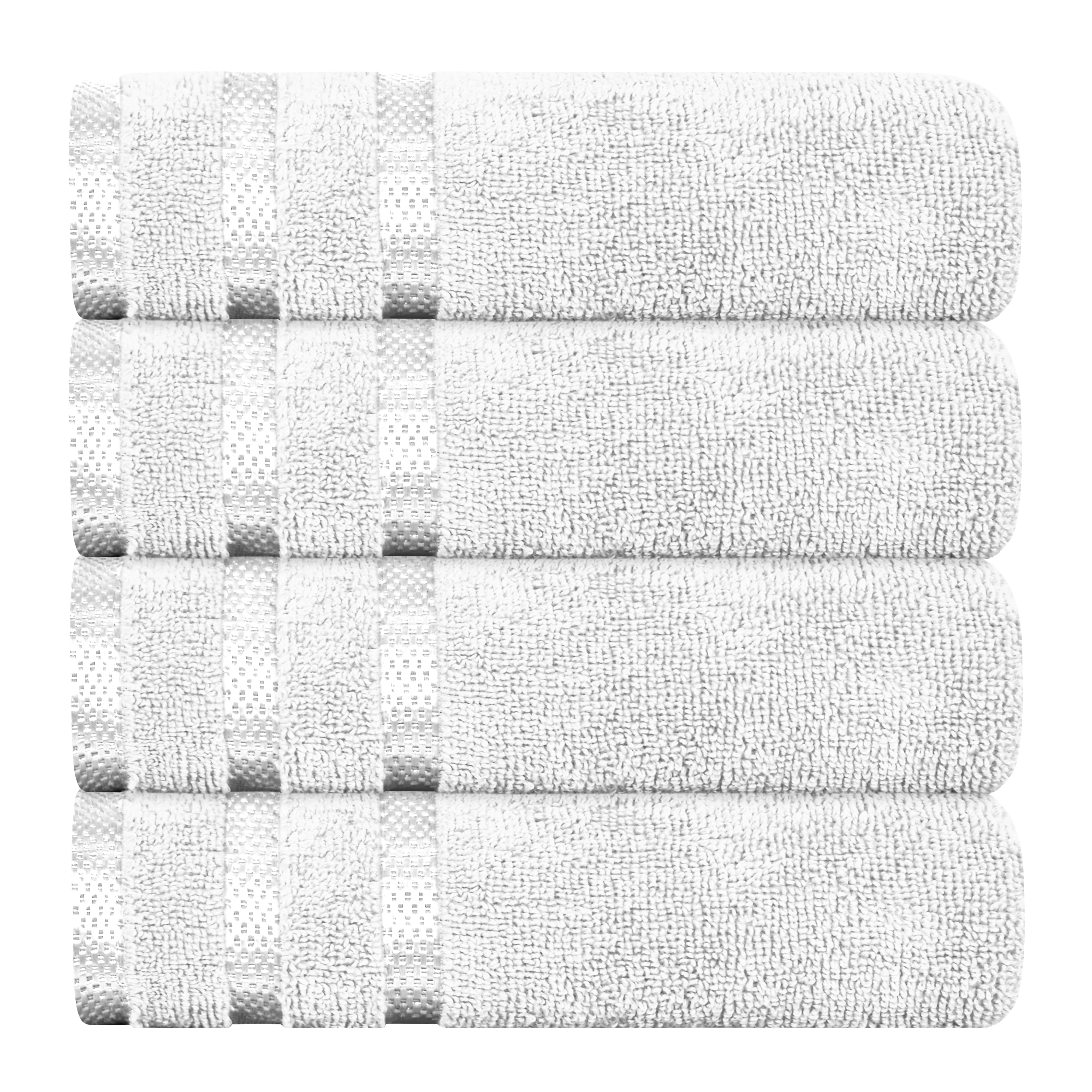 Belmont Viscose Stripe White Towels 100% Cotton Hotel Quality Super Absorbent 10 Piece Bale Set, 4 Hand Towel & 12 Face Cloths by OLIVIA ROCCO