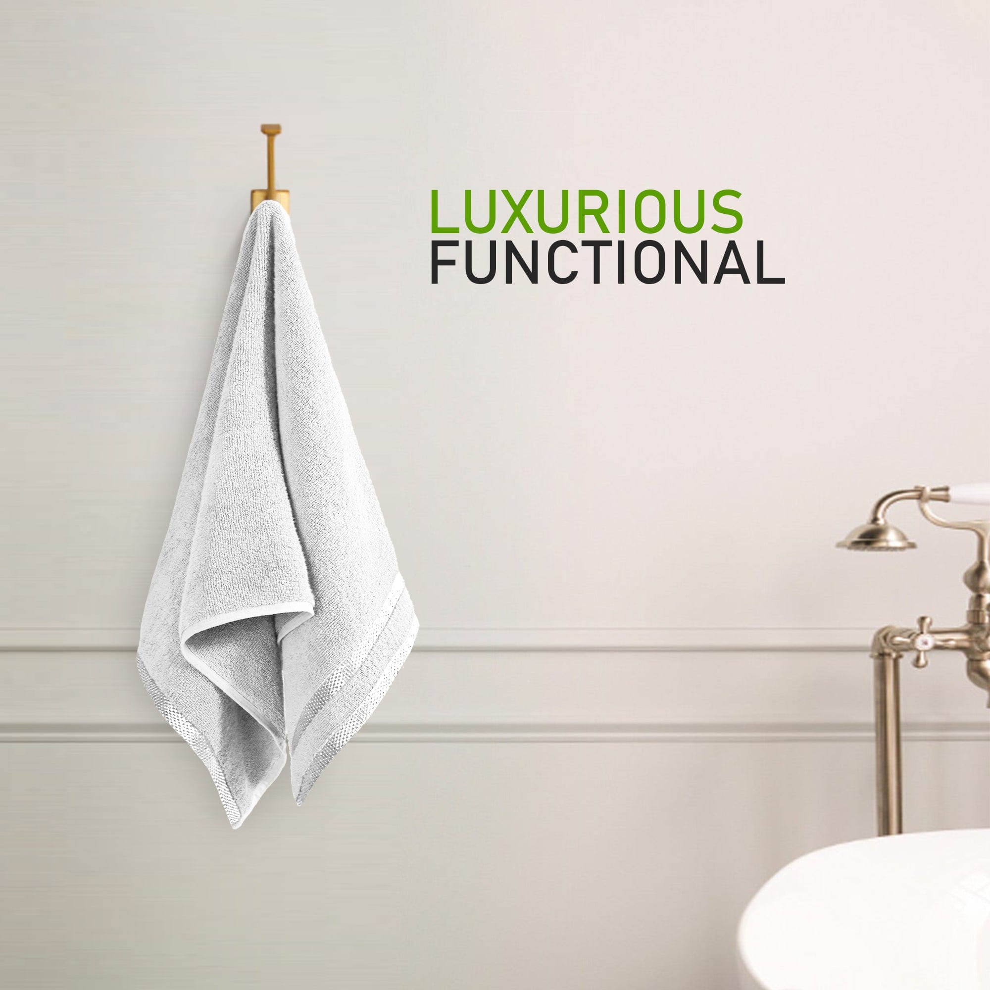 Belmont Viscose Stripe White Towels 100% Cotton Hotel Quality Super Absorbent 10 Piece Bale Set, 4 Hand Towel & 12 Face Cloths by OLIVIA ROCCO