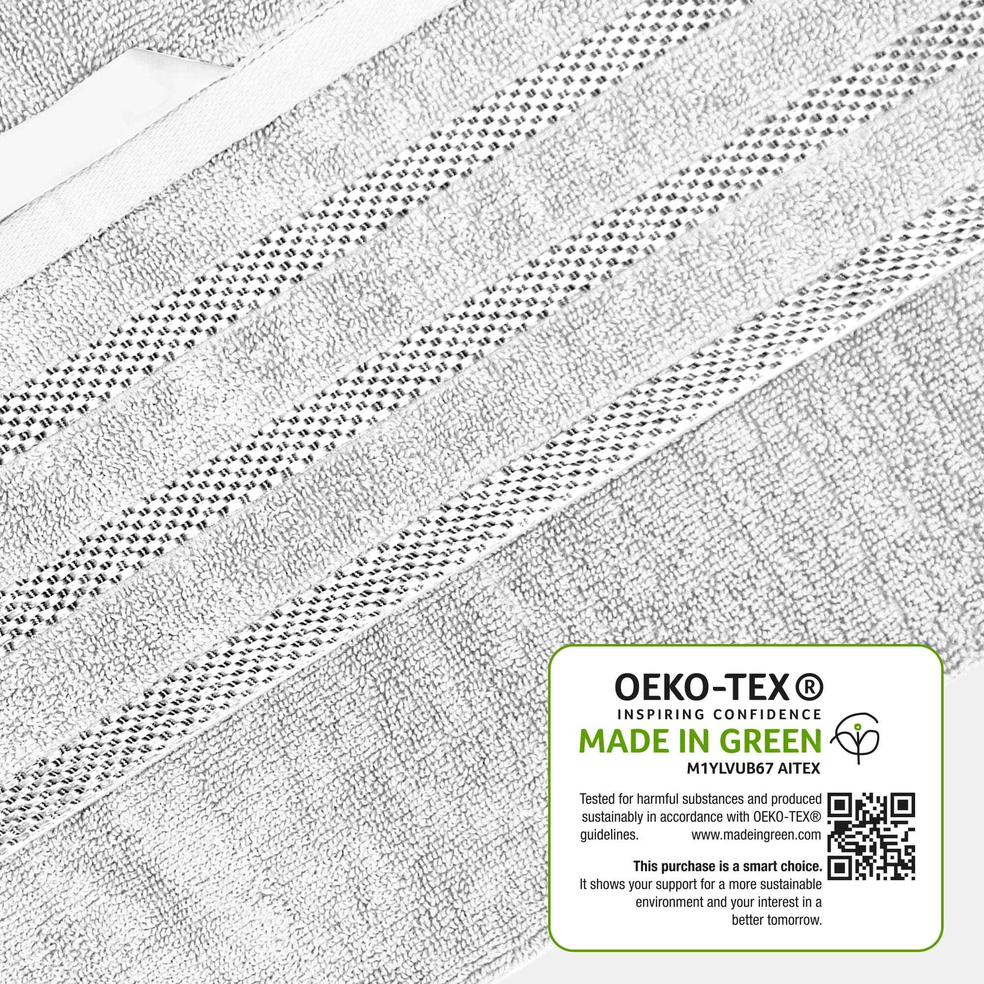 Belmont Viscose Stripe White Towels 100% Cotton Hotel Quality Super Absorbent 10 Piece Bale Set, 4 Hand Towel & 12 Face Cloths by OLIVIA ROCCO