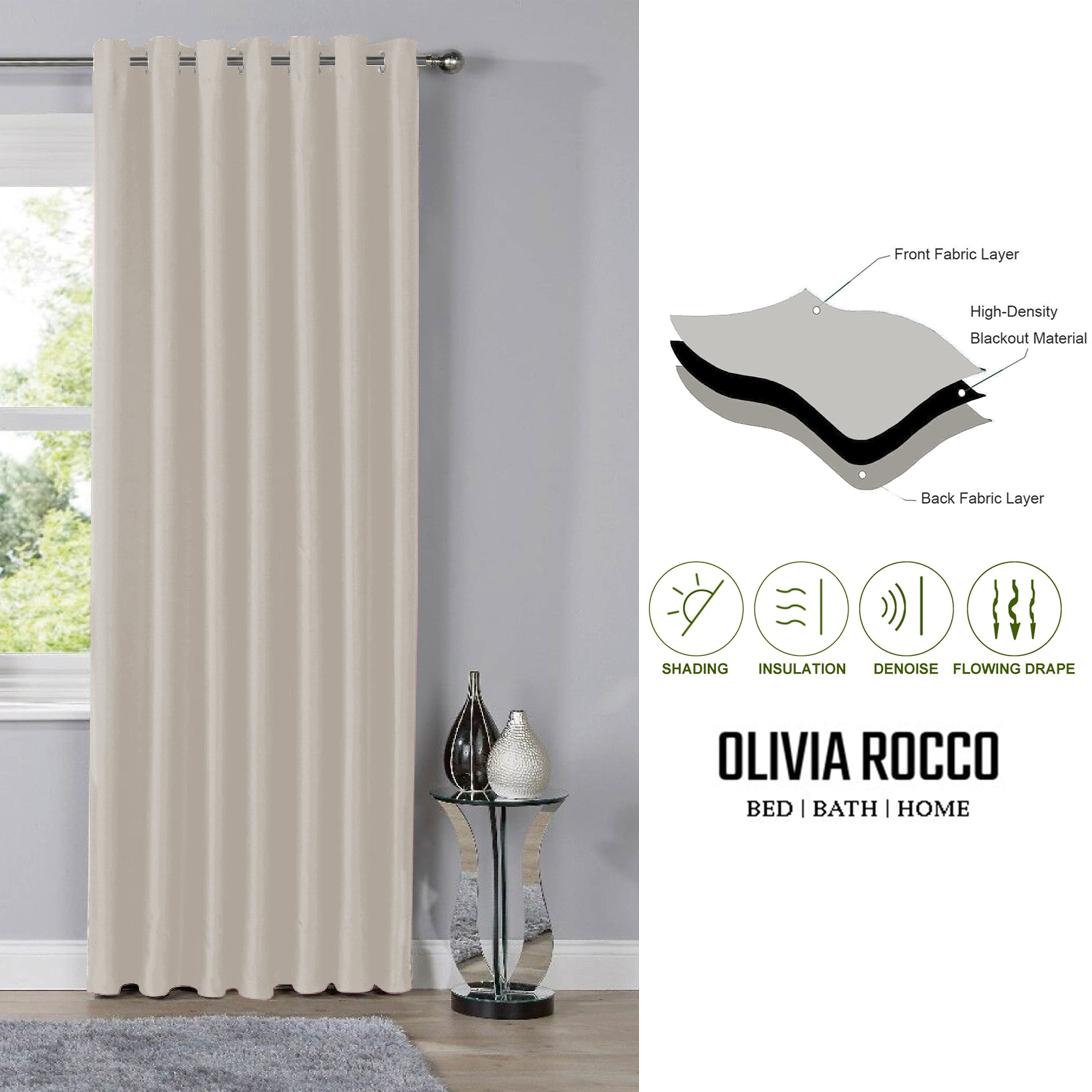Blackout Natural Eyelet Curtains Thermal Ring Top Window Treatment for Living Room & Bedroom by OLIVIA ROCCO