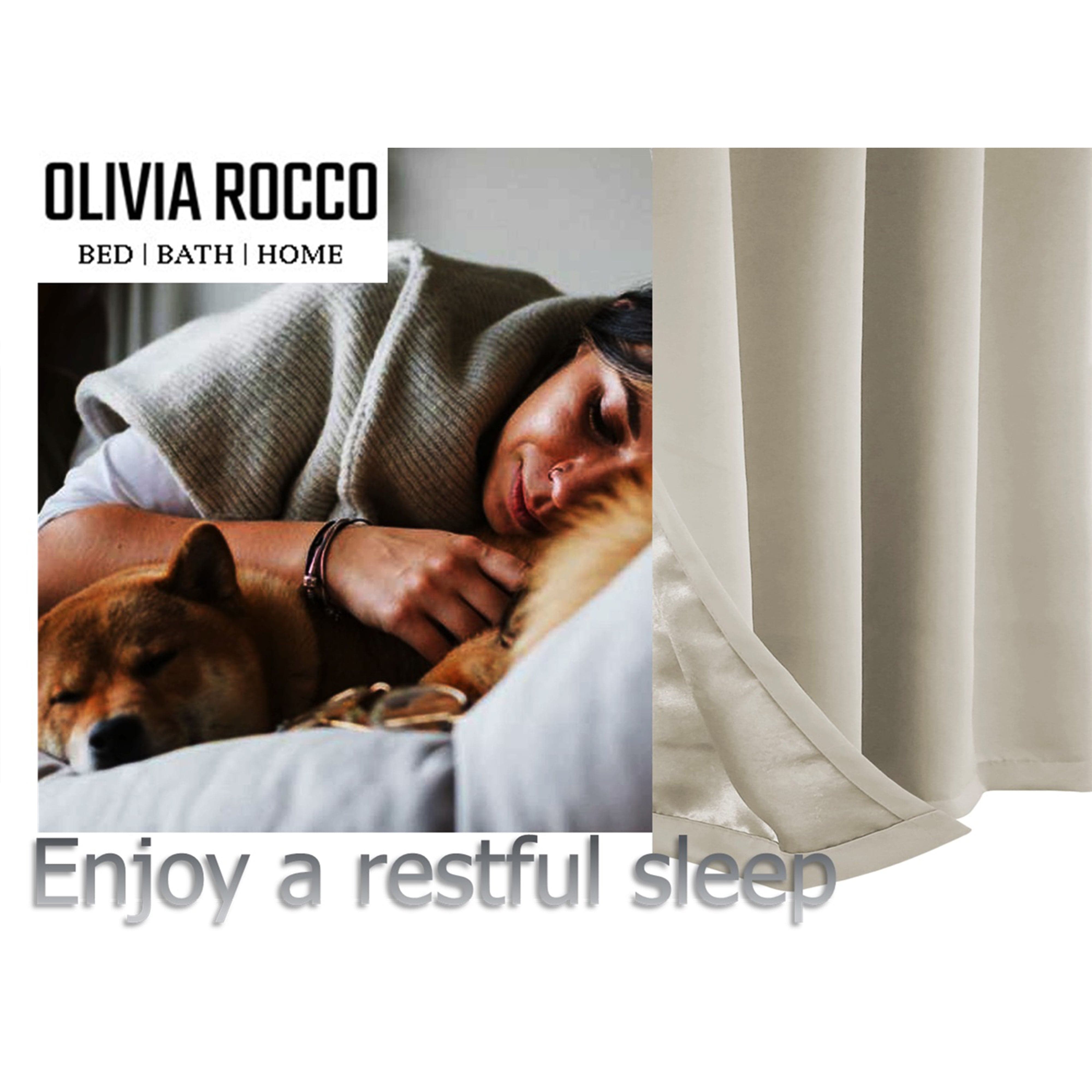 Blackout Natural Eyelet Curtains Thermal Ring Top Window Treatment for Living Room & Bedroom by OLIVIA ROCCO