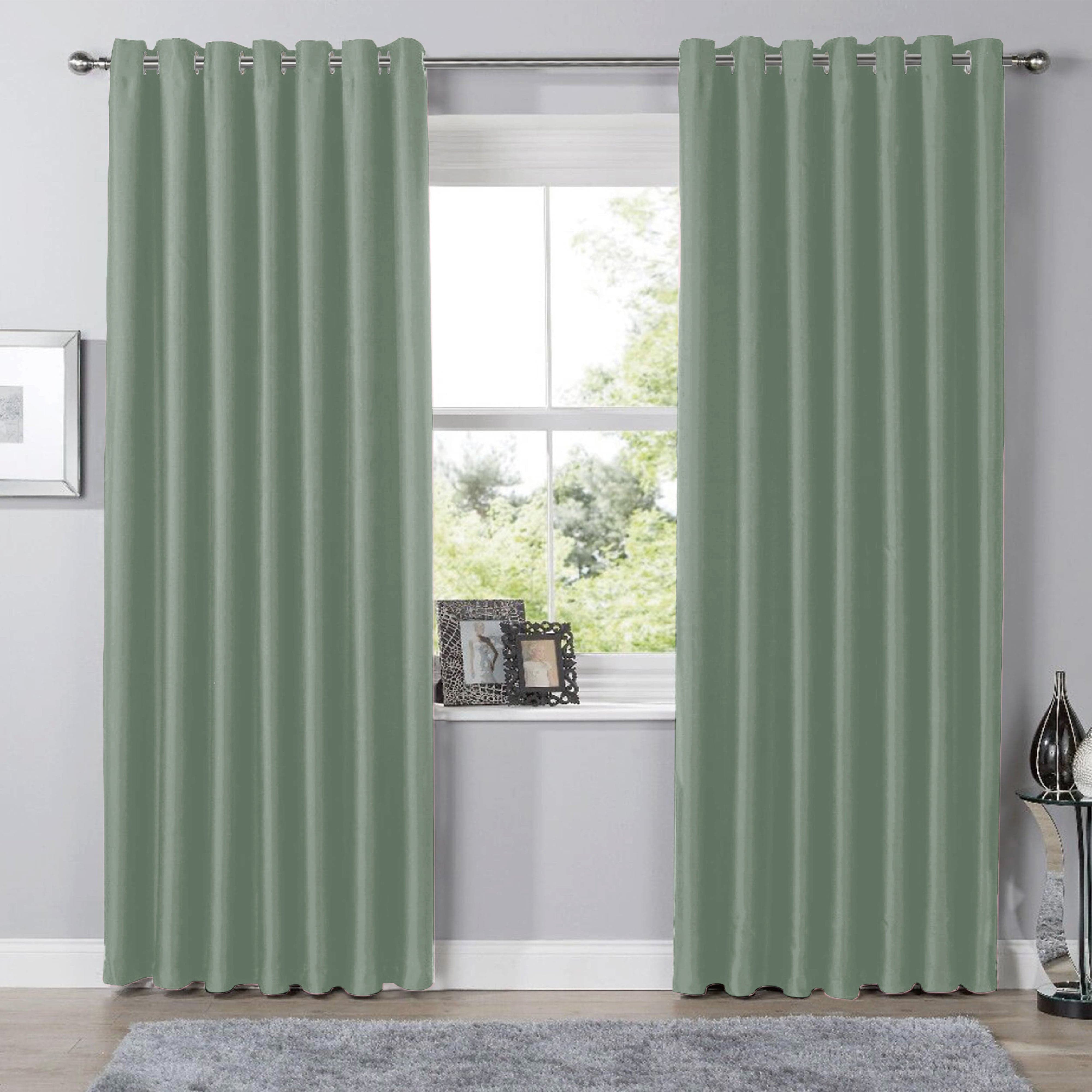 Blackout Sage Green Eyelet Curtains Thermal Ring Top Window Treatment for Living Room & Bedroom by OLIVIA ROCCO