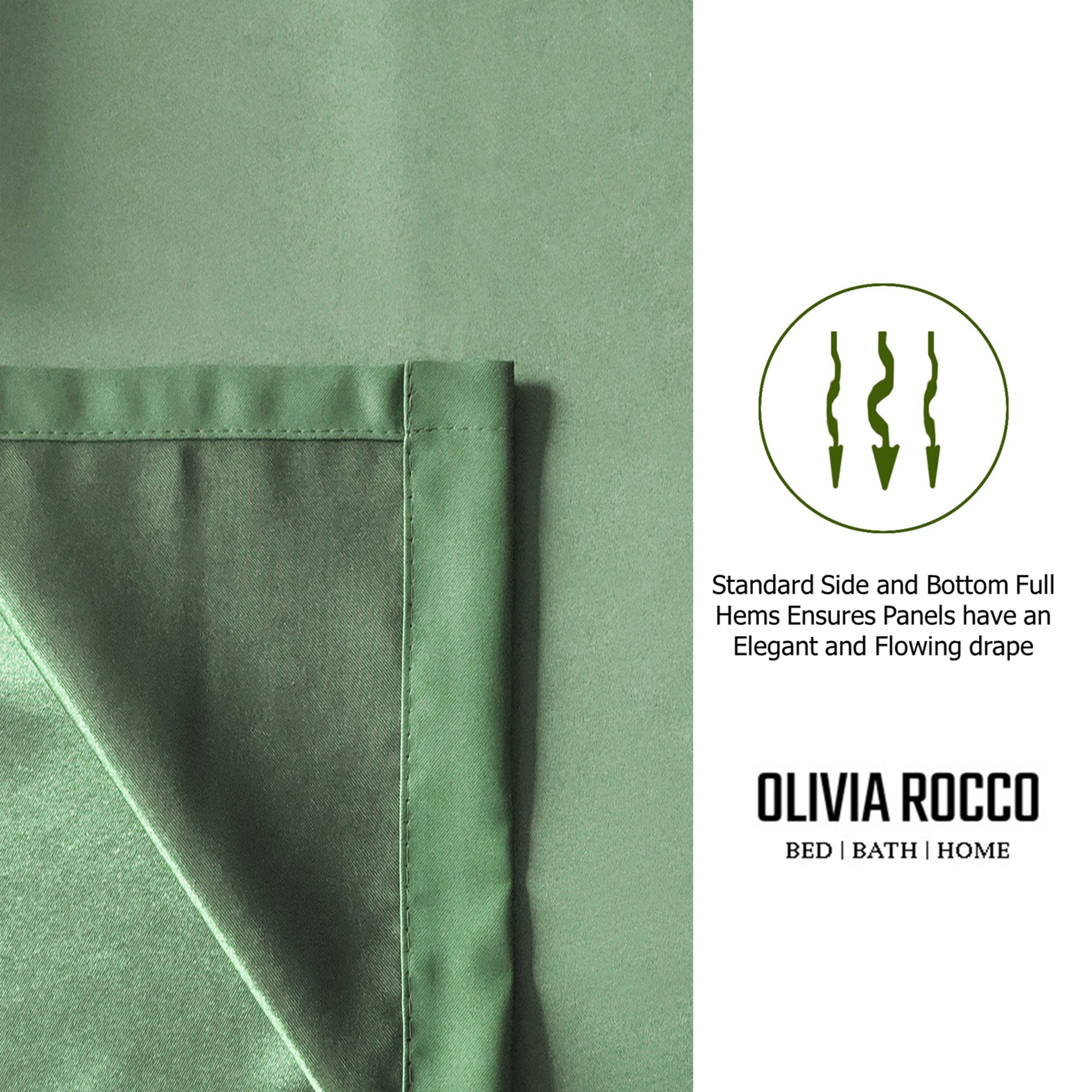 Blackout Sage Green Eyelet Curtains Thermal Ring Top Window Treatment for Living Room & Bedroom by OLIVIA ROCCO
