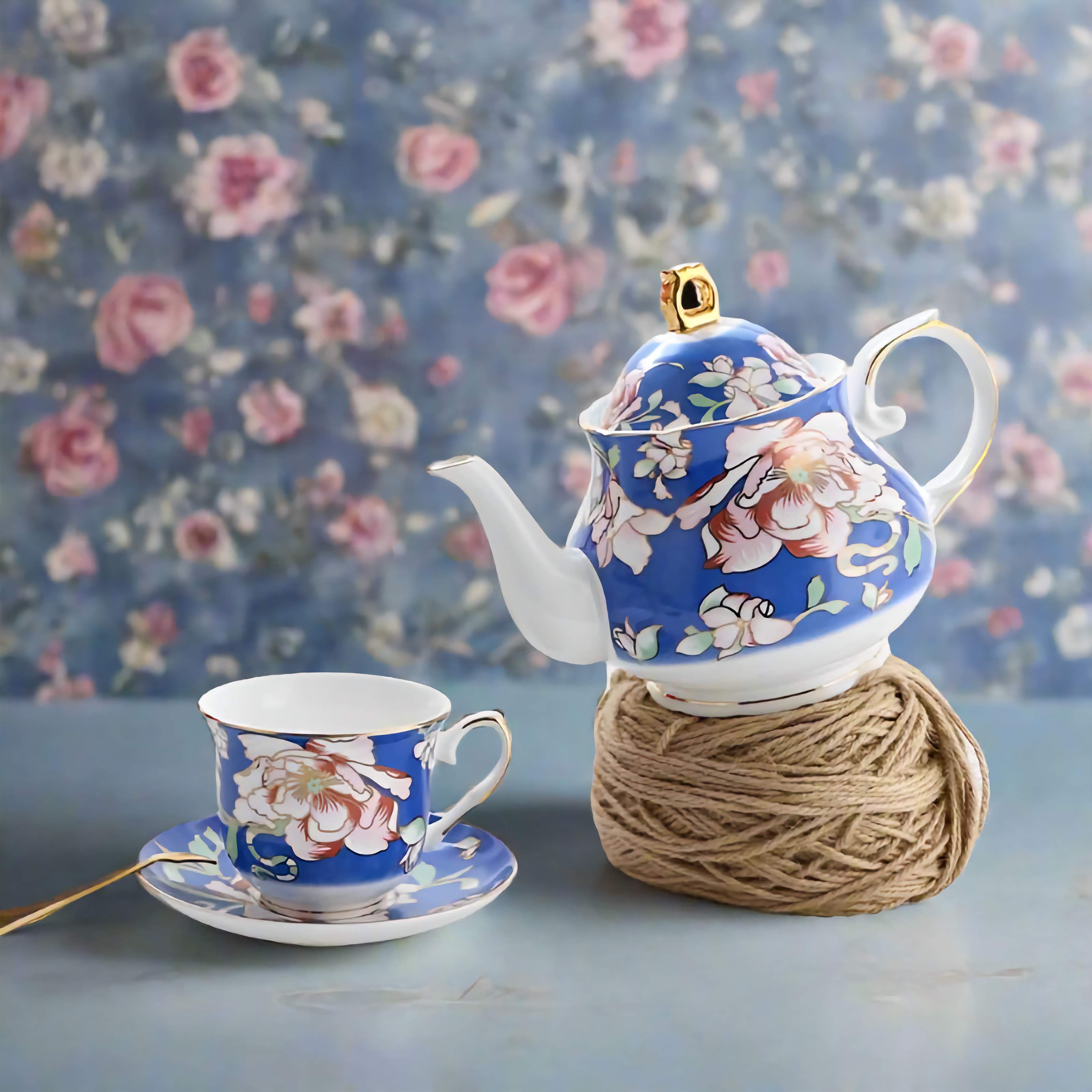 Warwickshire Royal Blue Bone China Tea Set