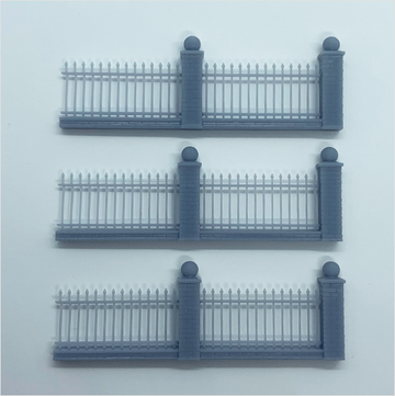 OO Scale | Ready to Paint | Brick Wall with Railings - Style 1 (3 pack)