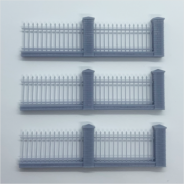 OO Scale | Ready to Paint | Brick Wall with Railings - Style 2 (3 pack)