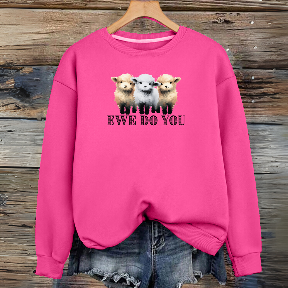 Cotton Sweatshirt Sheep “Ewe Do You”