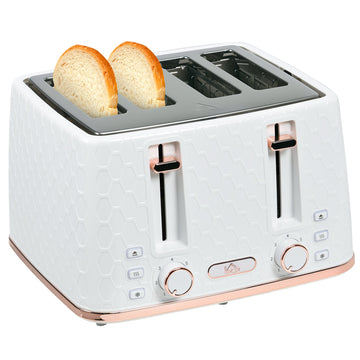 HOMCOM Toaster with 4 Slot, 7 Browning Levels, 1600W, Black Honeycomb