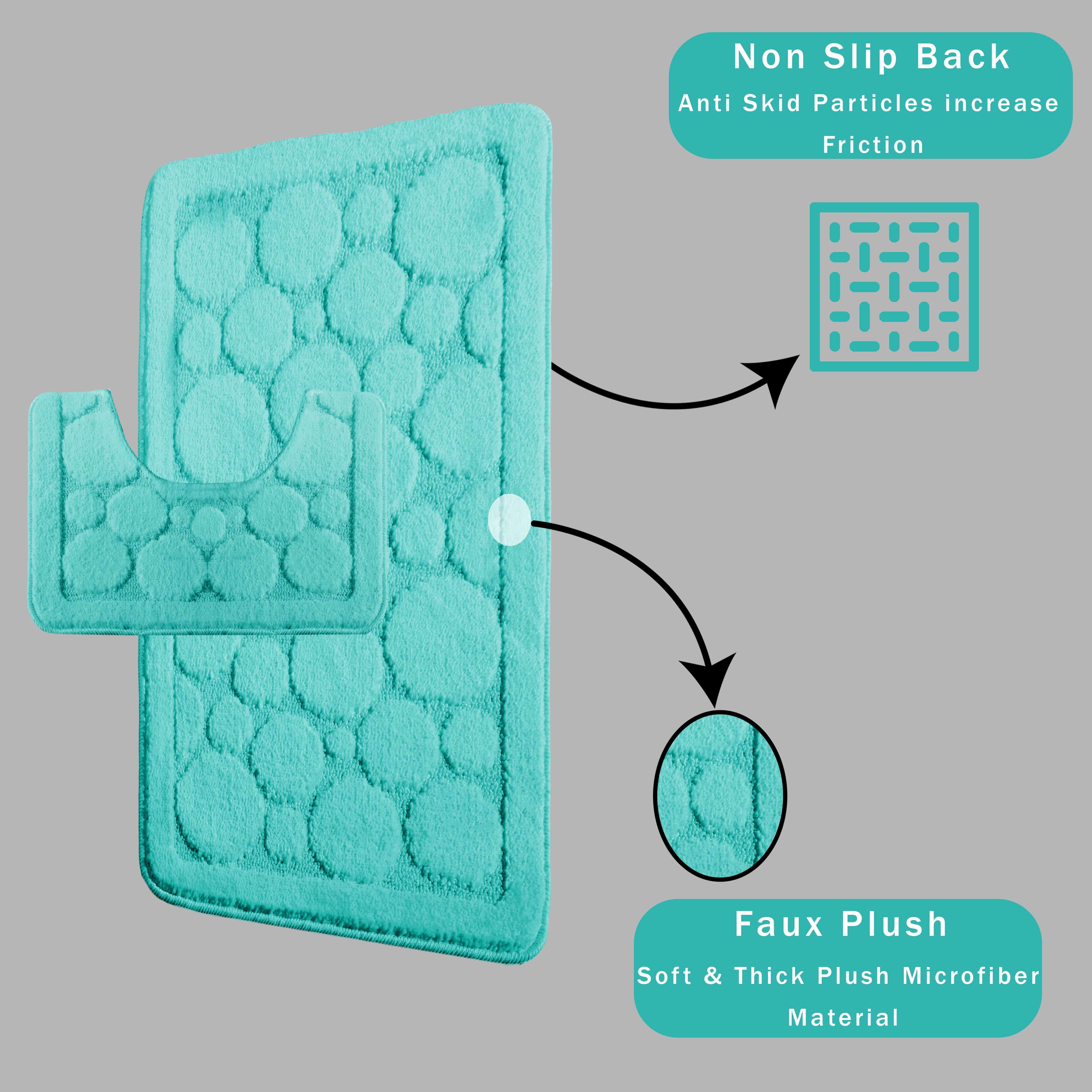 Cali Bubbles 2 Piece Duck Egg Bath Mat & Pedestal Set Non-Slip Soft & Absorbent Bathroom Mats for Comfort & Safety by OLIVIA ROCCO