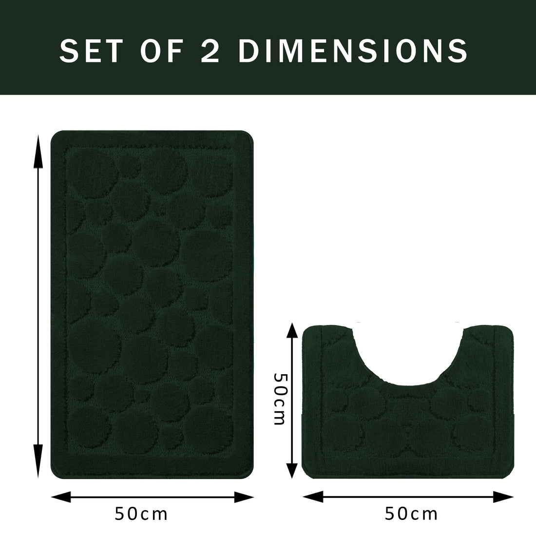 Cali Bubbles 2 Piece Emerald Green Bath Mat & Pedestal Set Non-Slip Soft & Absorbent Bathroom Mats for Comfort & Safety by OLIVIA ROCCO