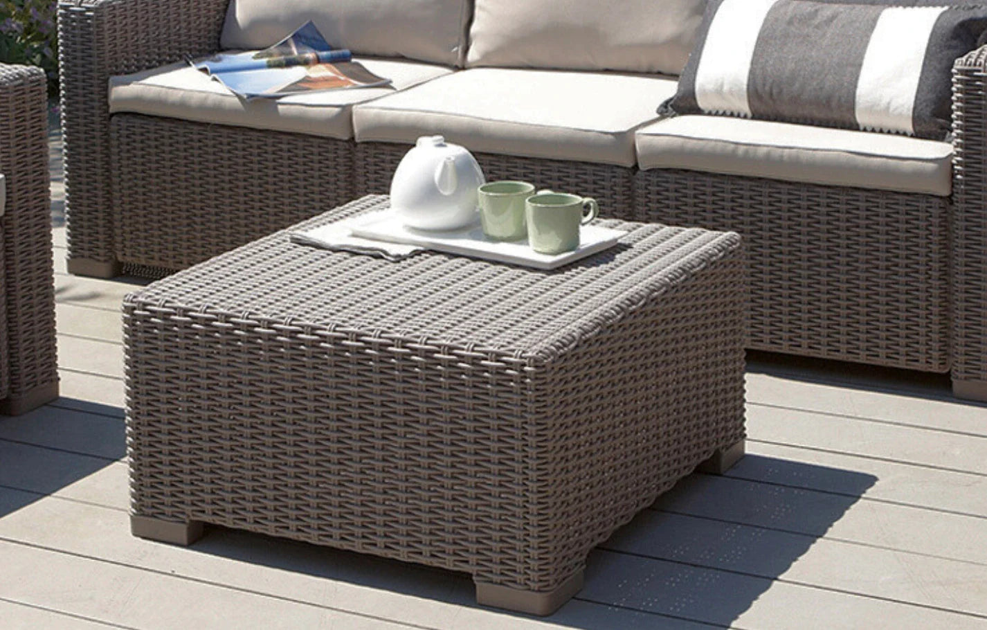 Keter California Taupe Rattan Coffee Table 68 x 68cm