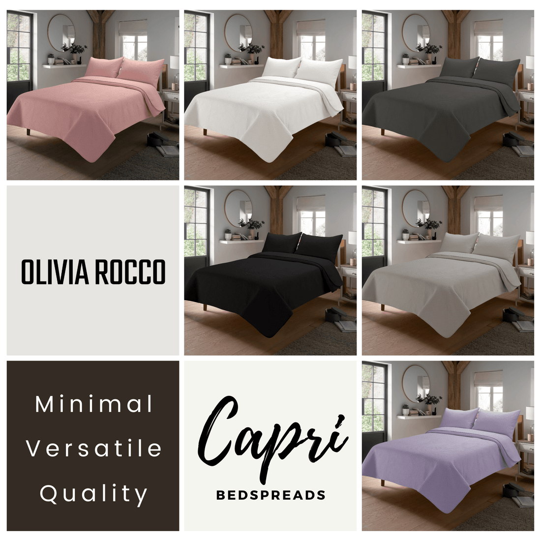 Capri Embossed Luxury Bedspread Set with Quilted Throw & Duvet Elegant Premium Bedding with Matching Pillow Shams Multiple Colours for Home Decor & Gifts by OLIVIA ROCCO