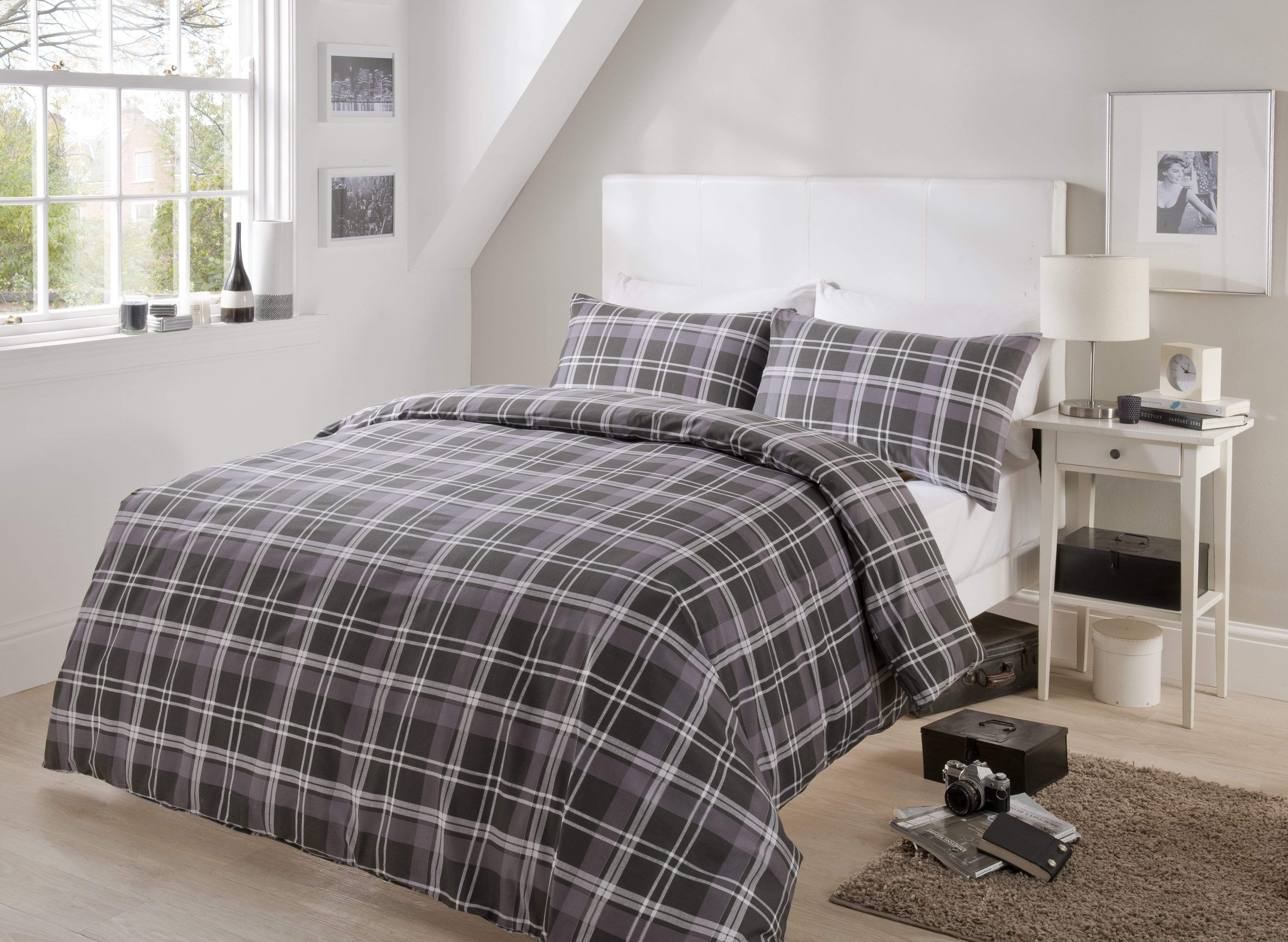 Check Luxurious Cotton-Rich Duvet Set with Pillowcases Soft Durable Bedding in All Sizes Stylish Bedroom Decor OEKO-TEX Certified by OLIVIA ROCCO