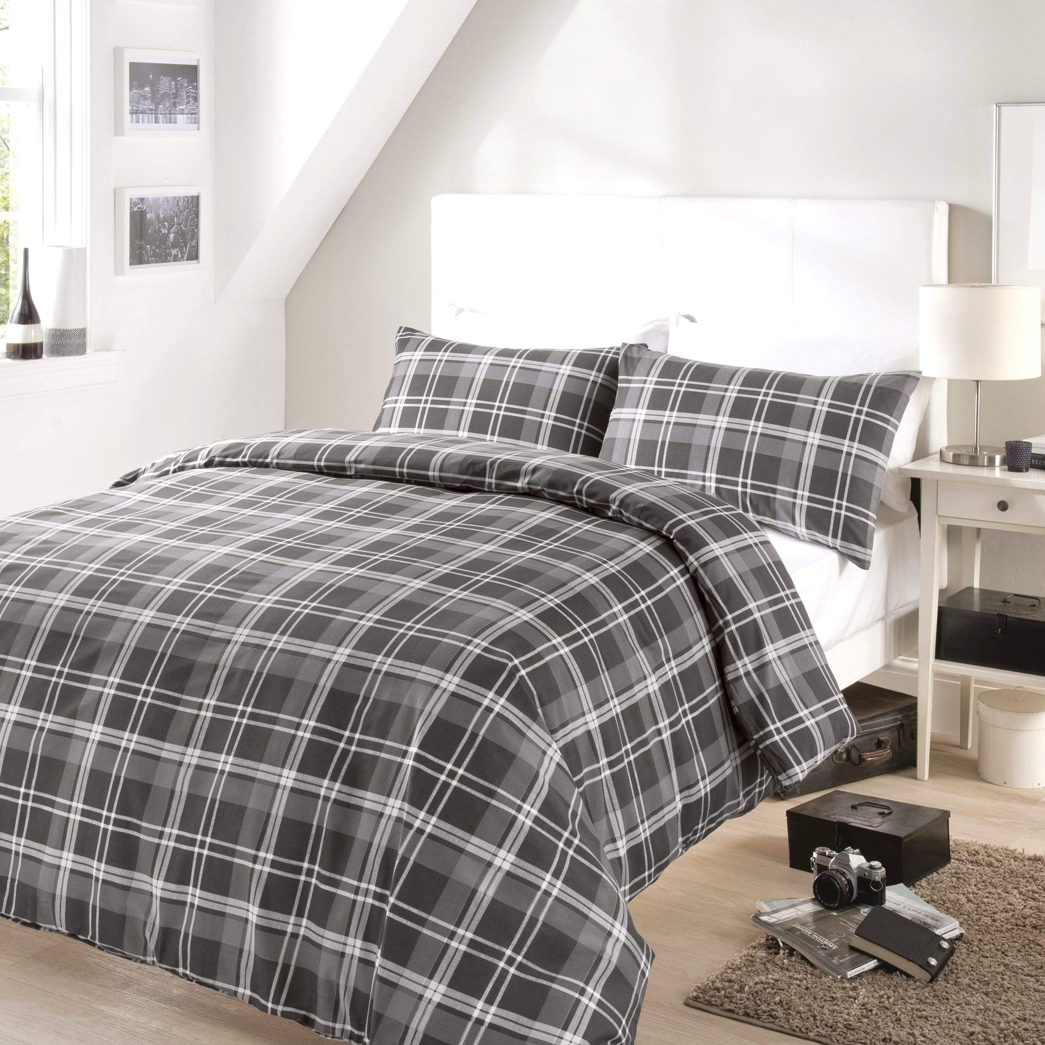 Check Luxurious Cotton-Rich Duvet Set with Pillowcases Soft Durable Bedding in All Sizes Stylish Bedroom Decor OEKO-TEX Certified by OLIVIA ROCCO