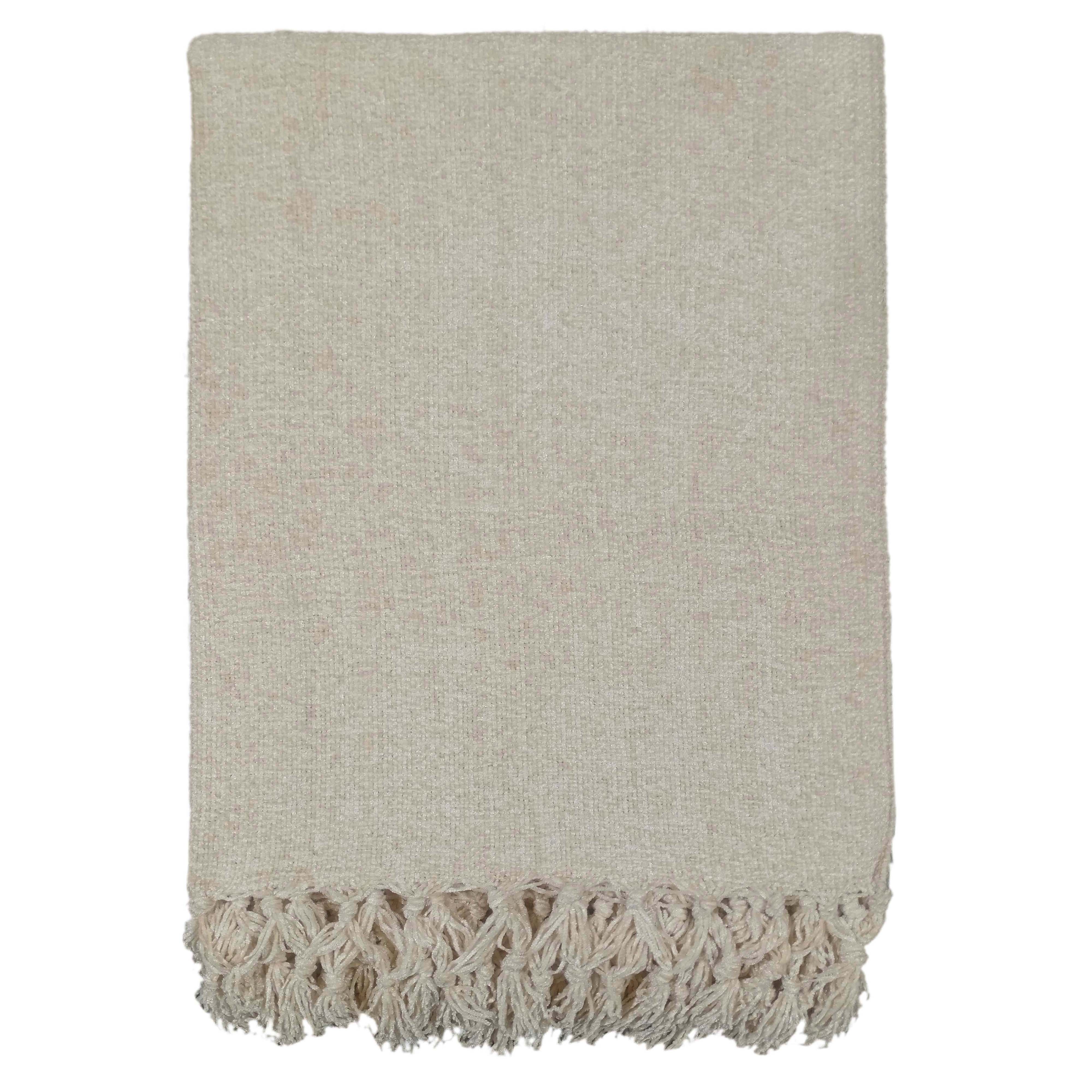 Chenille Tassel Elegant Throw Blanket for Couch Sofa Bed All-Season Soft Luxury by OLIVIA ROCCO