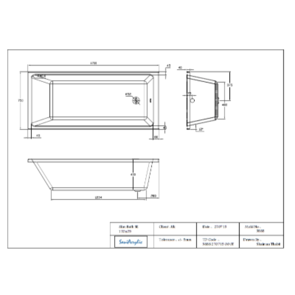 Chic Single Ended Straight Bath - All Sizes