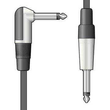 Chord / Citronic 6.3mm Mono Jack to Right Angled 6.3mm Mono Jack Guitar Audio Lead