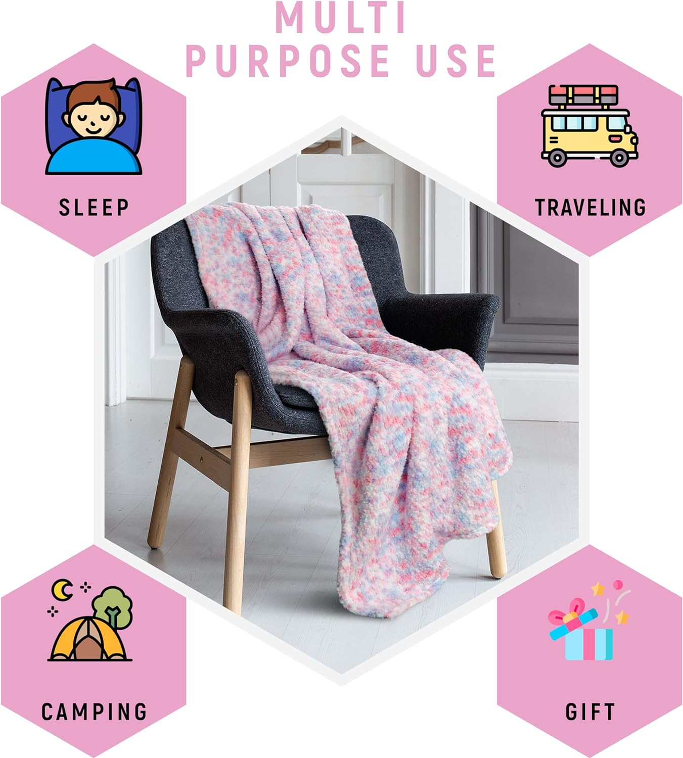 Colourful Super Soft Kids Rainbow Blanket Large Thick Teddy Fleece Throw for Snuggling and Home Decor Ideal Gift for Birthdays and Holidays 130 x 180 cm by OLIVIA ROCCO