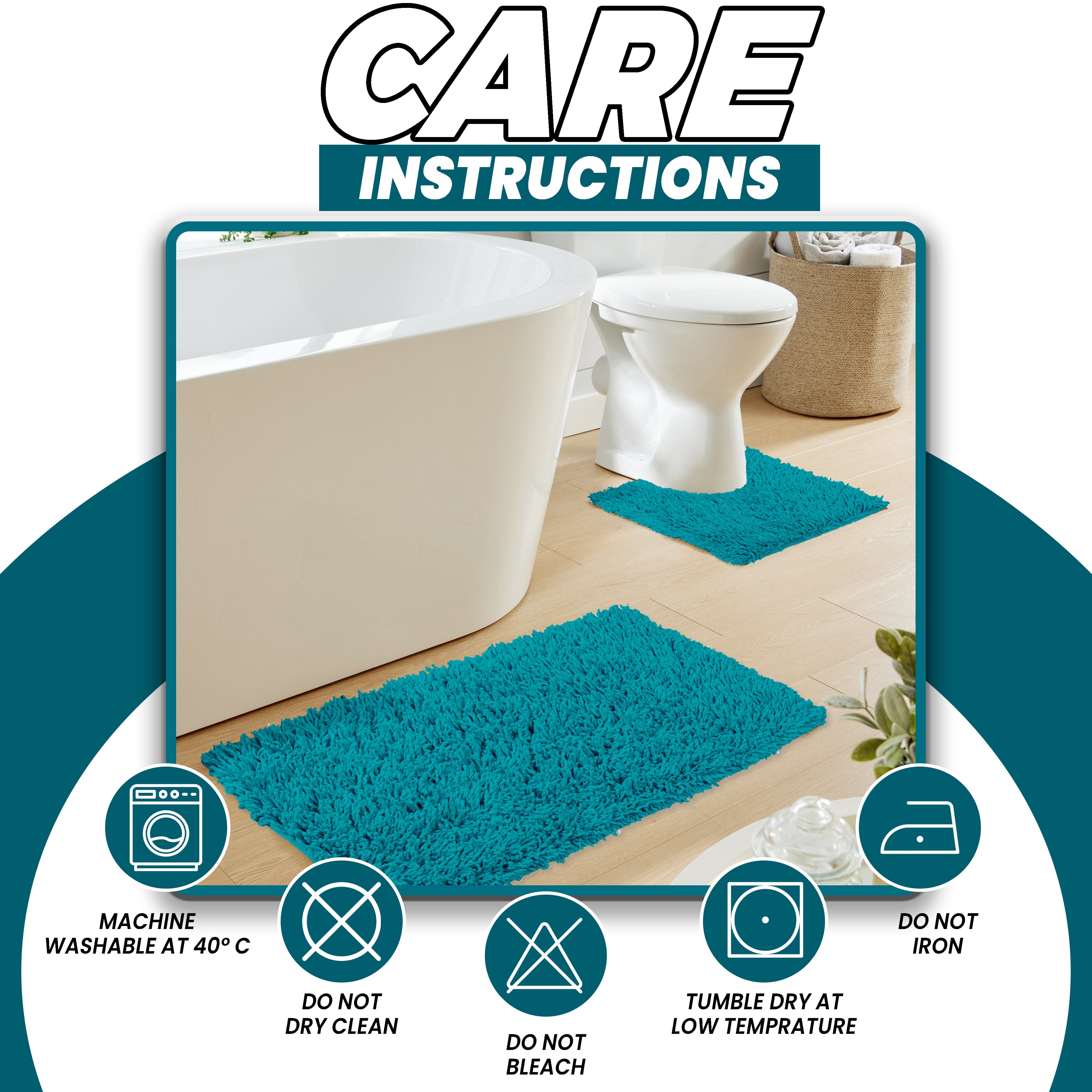 Como 2 Piece Teal Bath Mat & Pedestal Set Non-Slip Super Absorbent Cotton Bathroom Mats by OLIVIA ROCCO