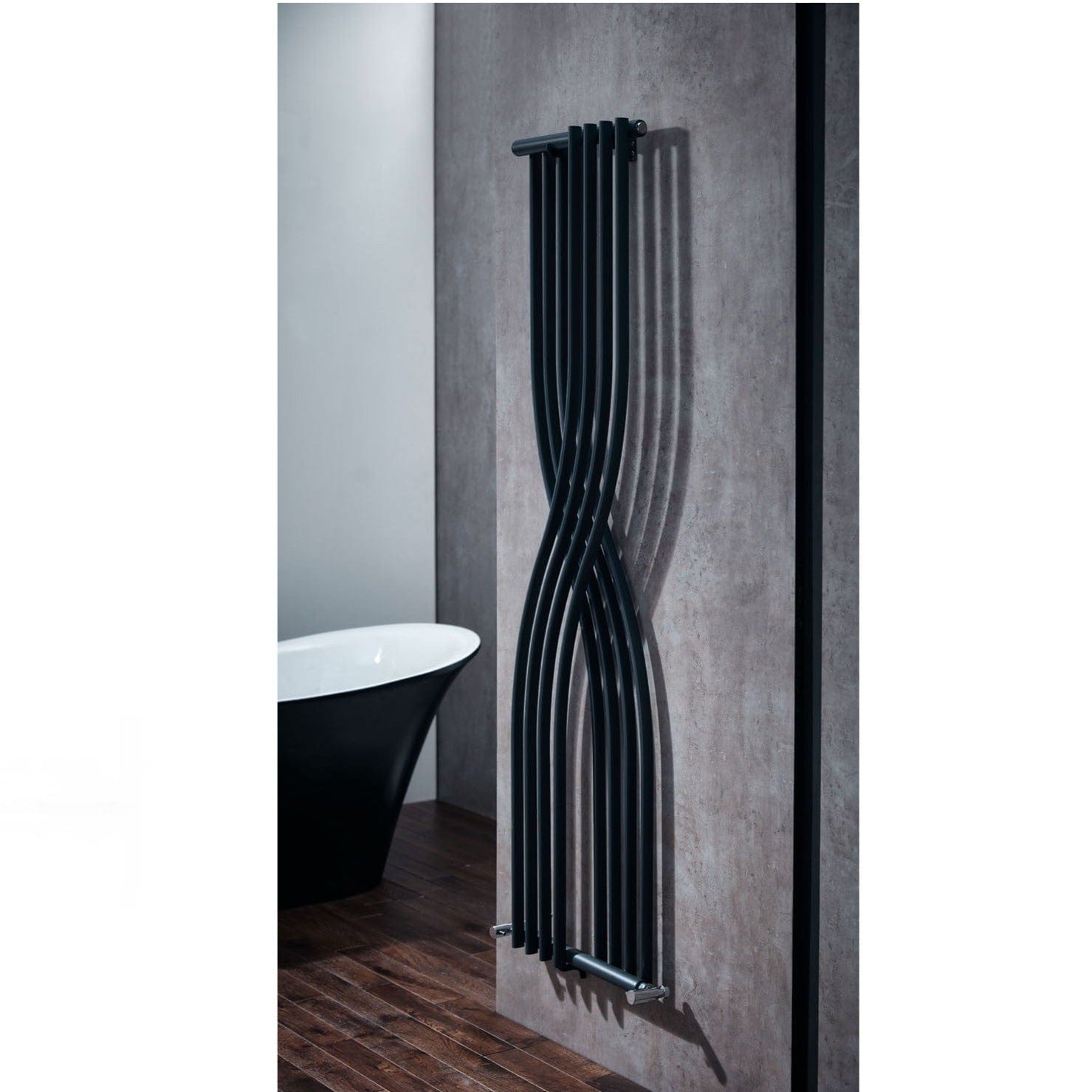 Contour Vertical Anthracite Wall-Mounted Curved Radiator - 1775 x 450mm