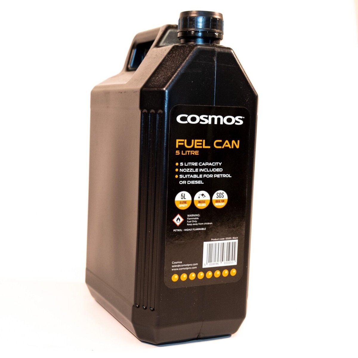 Cosmos 5L Large Plastic Fuel Can with Detachable Nozzle 5 Litre Jerry Can GREEN