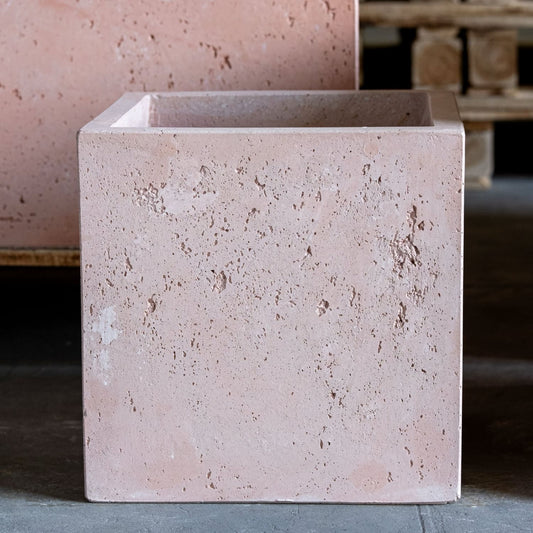 Cubrosa | Blushstone – 40cm Large Square Concrete Planter – 38L Cube Plant Pot