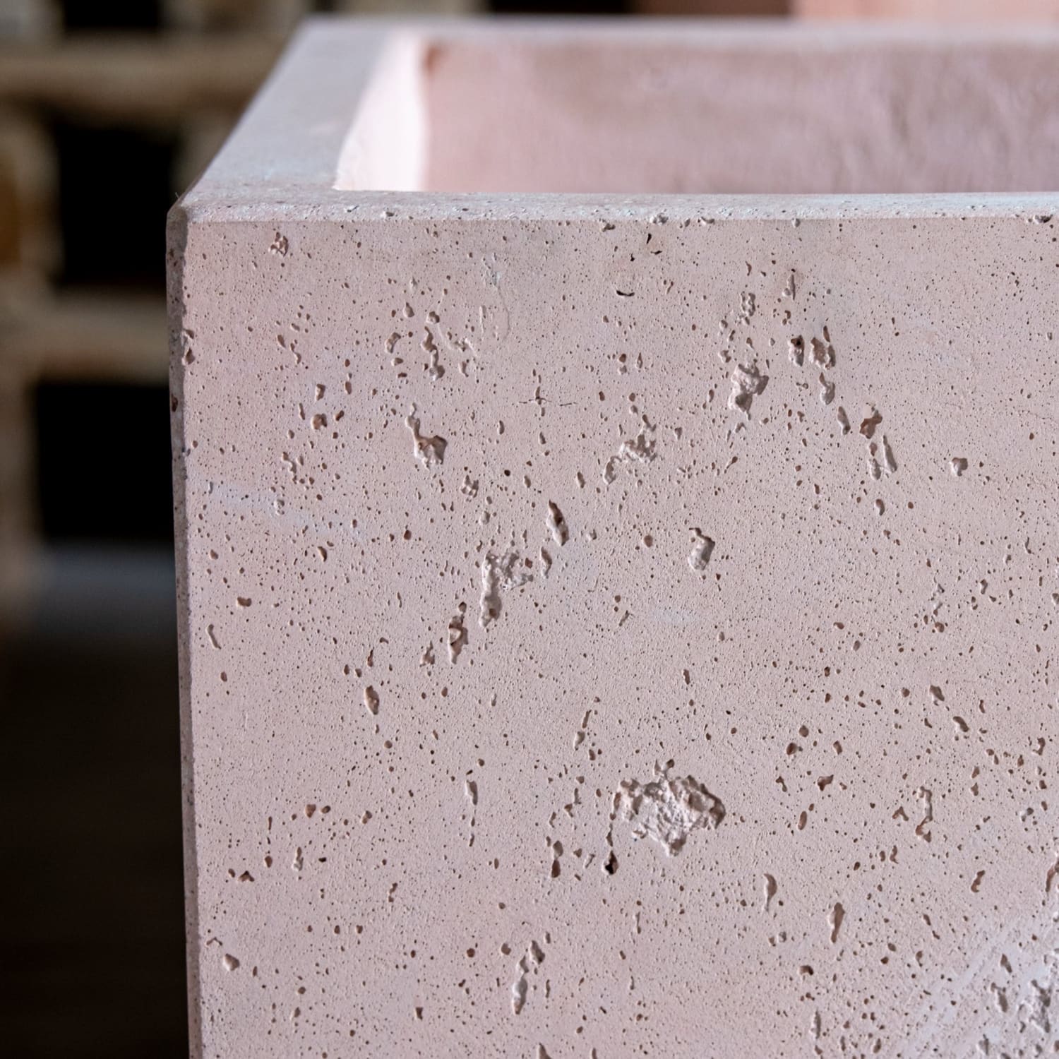Cubrosa | Blushstone – 70cm Extra Large Concrete Cube Planter – 246L Square Plant Pot