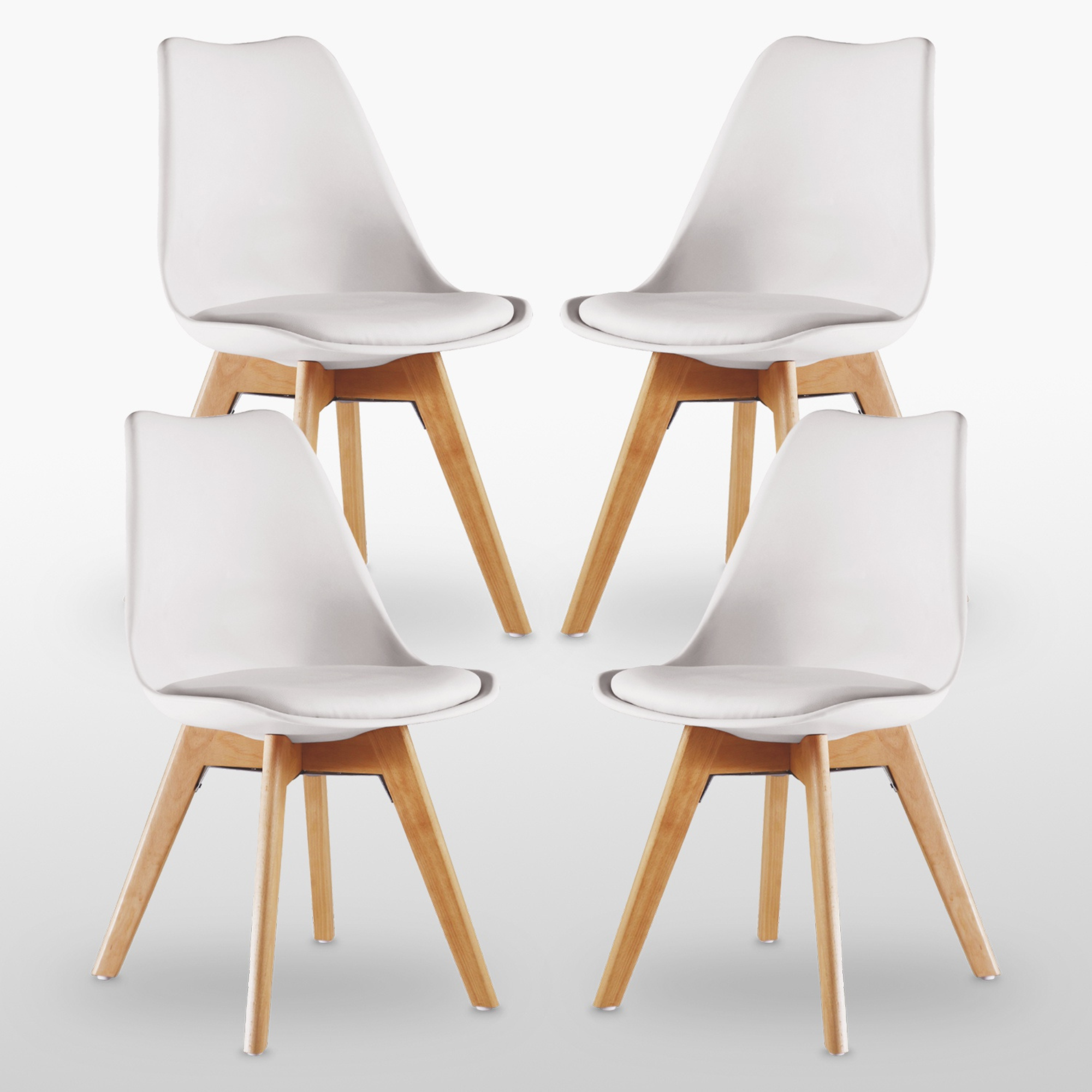 5PCs Dining Set - a Black Halo Dining Table & Set of 4 Lorenzo Tulip chairs with Padded Seat