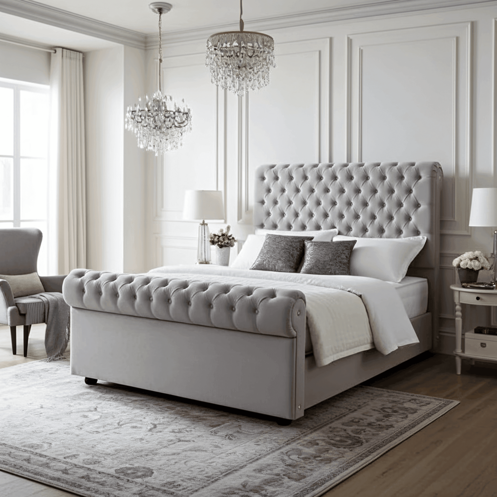 Traditional Sleigh Bed Frame – Chesterfield Design
