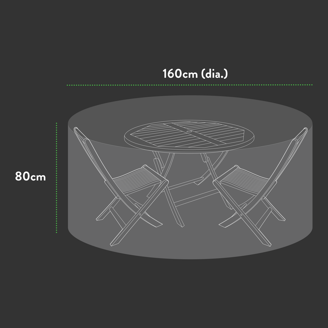 Premium Small (2-4 seater) Round Patio Set Cover - 160 (Dia.)X 80(H) cm