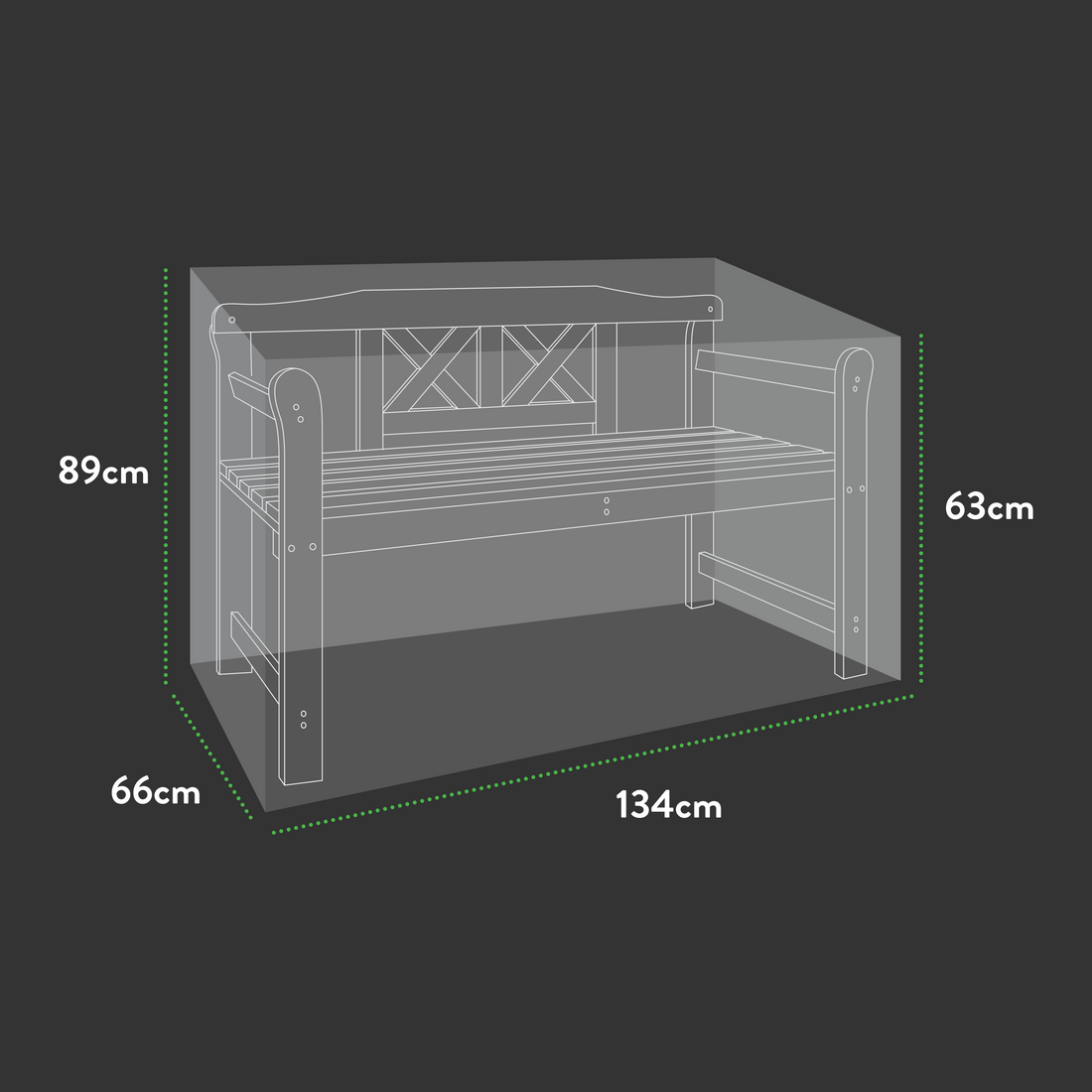 Premium 1.2m(4ft) 2 Seater Bench Cover - 134 X 66 X 63/89 (H) cm