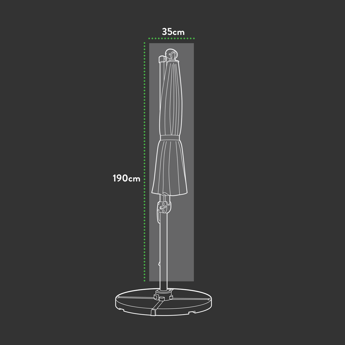 Premium Giant Parasol Cover - 35 (W) X 190 (H) cm