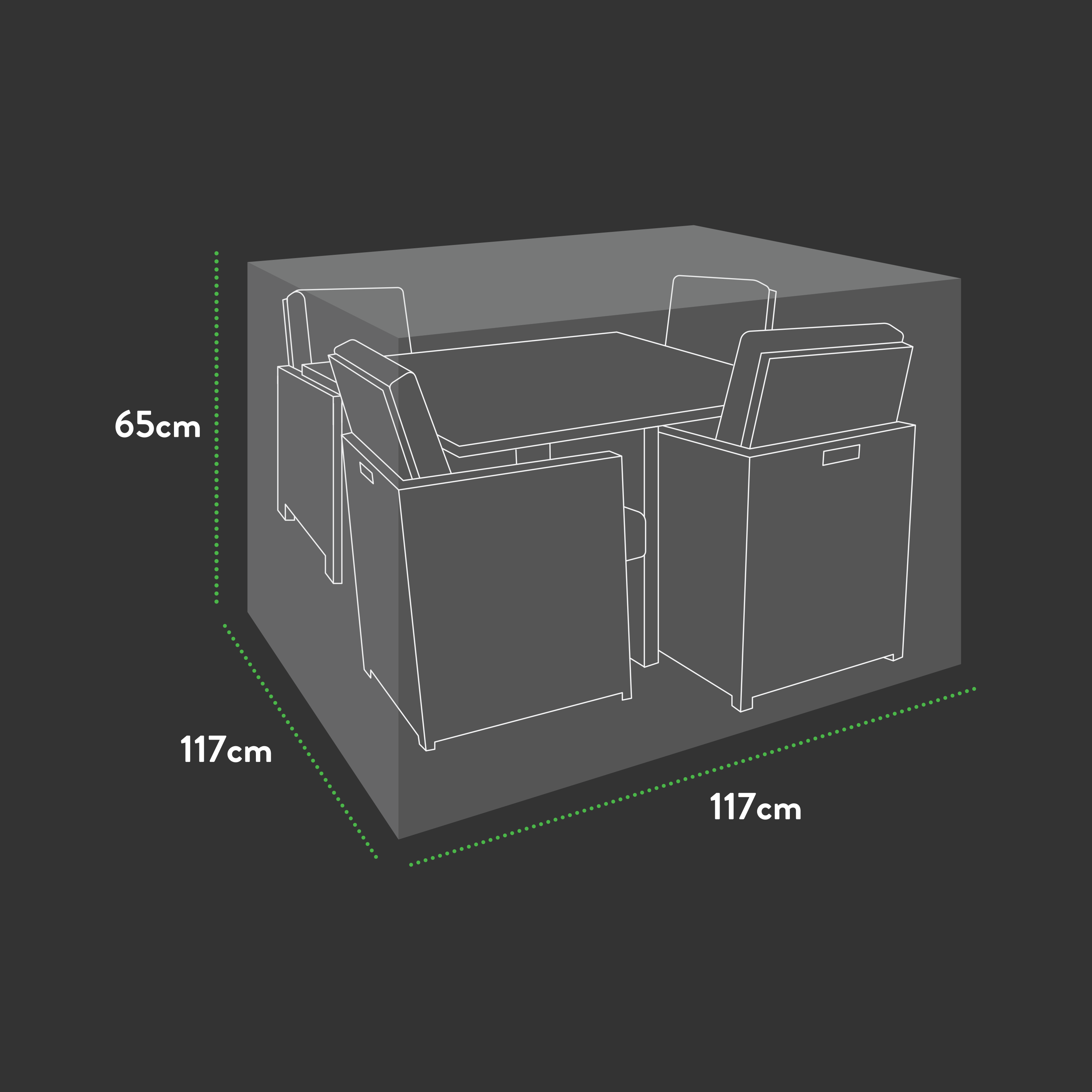 Premium Modular 4 Seater Cube Set Cover Medium - 117 X 117 X 65 H ...