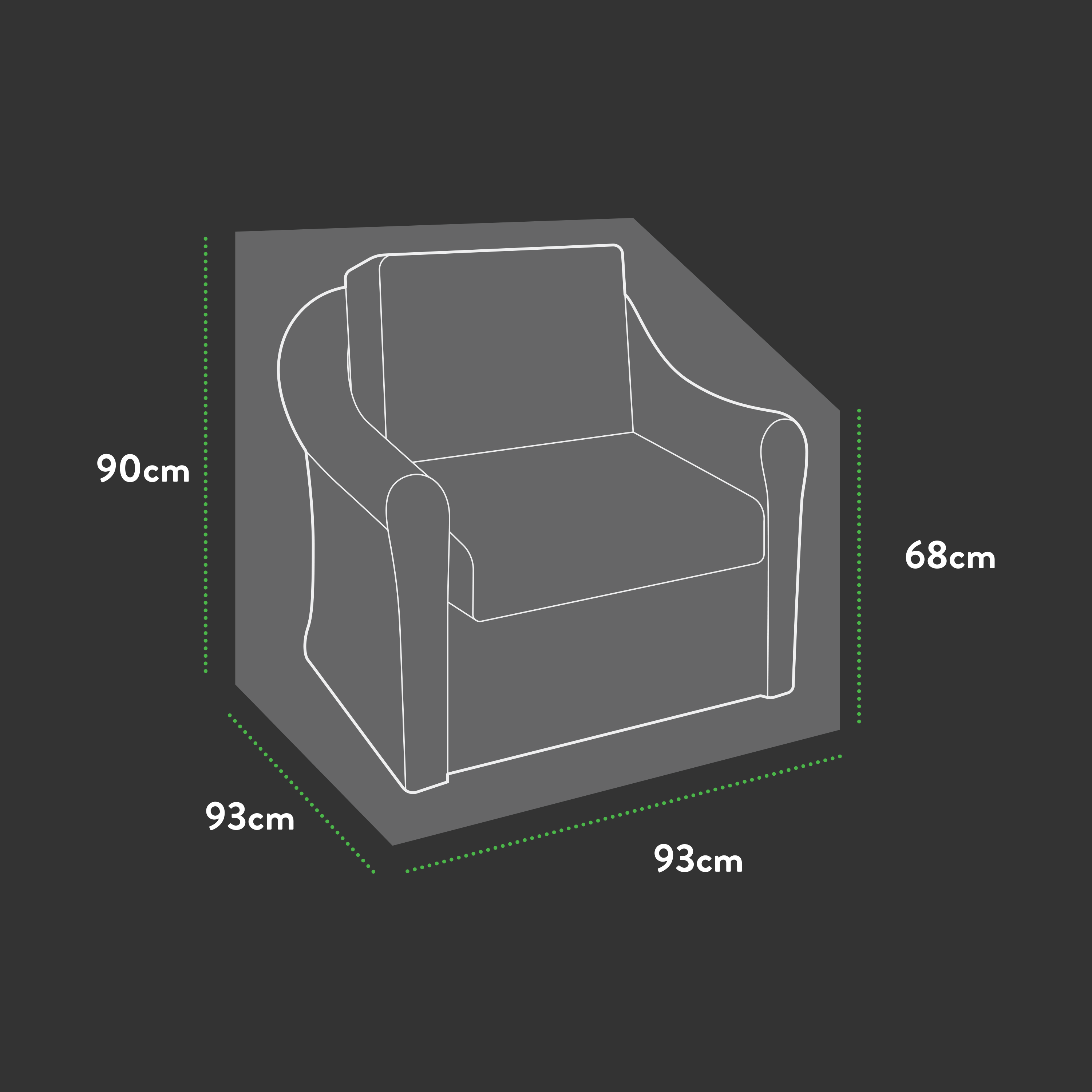 Premium Modular Armchair Cover - 93 X 93 X 68/90 H