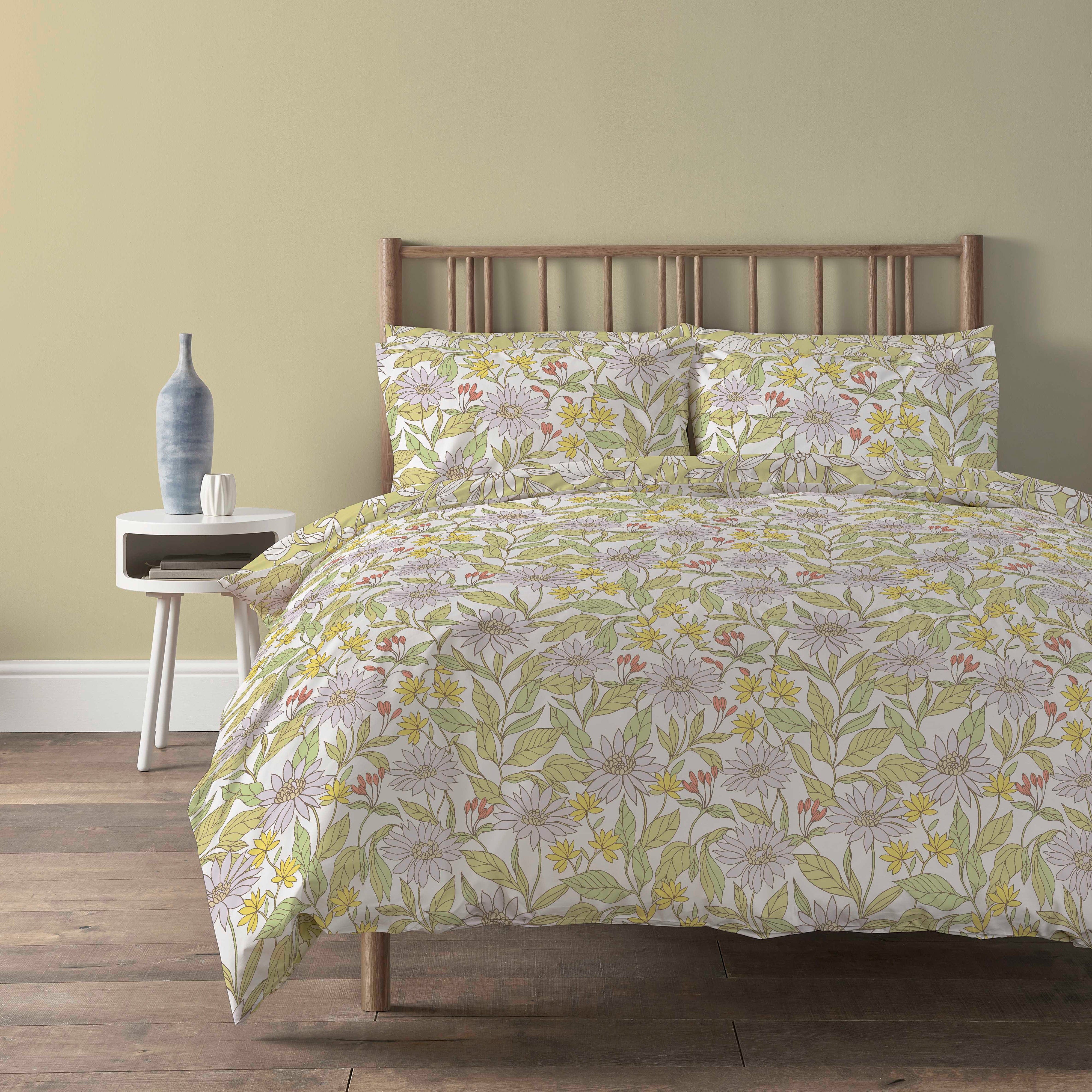 Elinor Lilac Duvet Cover Set Super Soft Floral Printed Bedding with Pillow Cases Easy Care Bed Linen by OLIVIA ROCCO