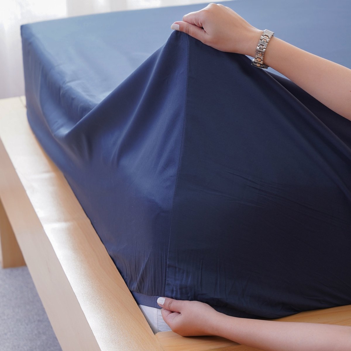 Ella Cotton - Midnight Blue Fitted Sheet