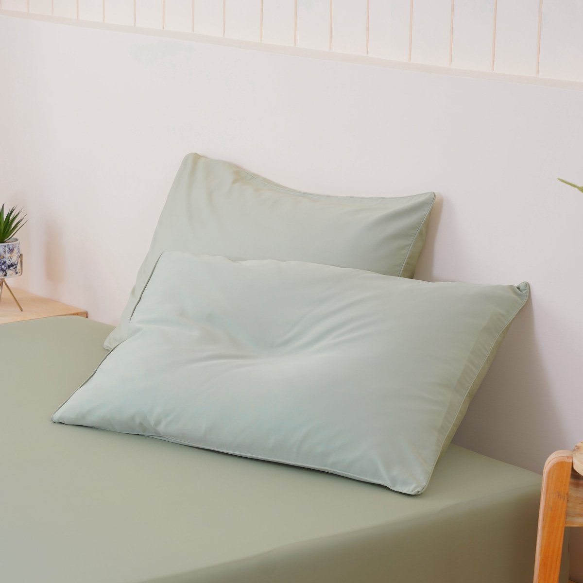 Ella Cotton - Sage Green Pillowcases Pair