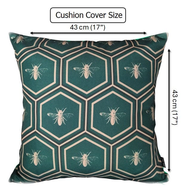 Emerald Bees Weather-Resistant Waterproof Outdoor Cushions for Patio Garden Sofa or Indoor Seating by OLIVIA ROCCO