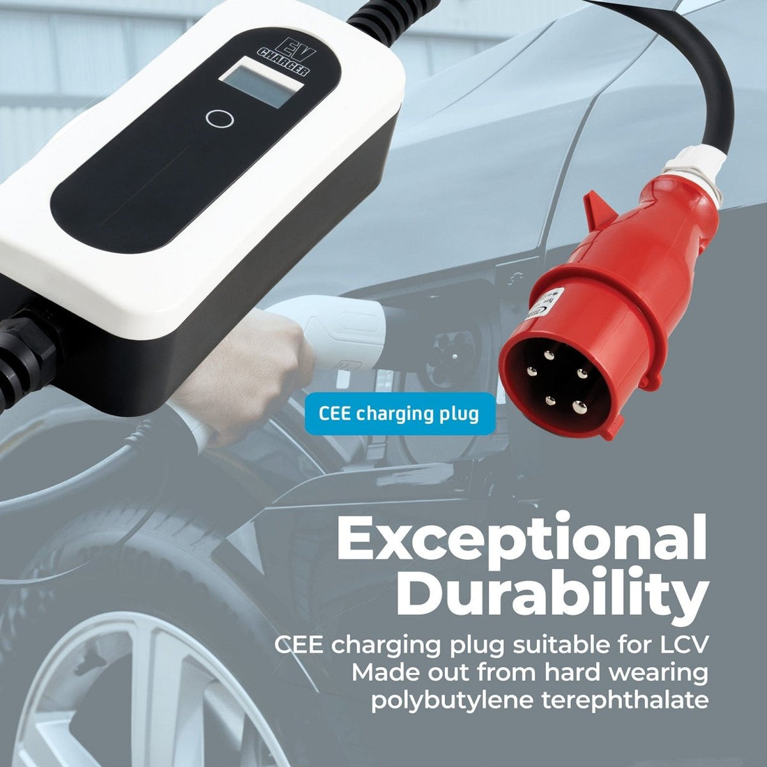 EV Charging Cable, - P1 Autocare© - 16A, 6m Long, Type 2 to Commando (Three Phase), Impact Resistant, IP Rated