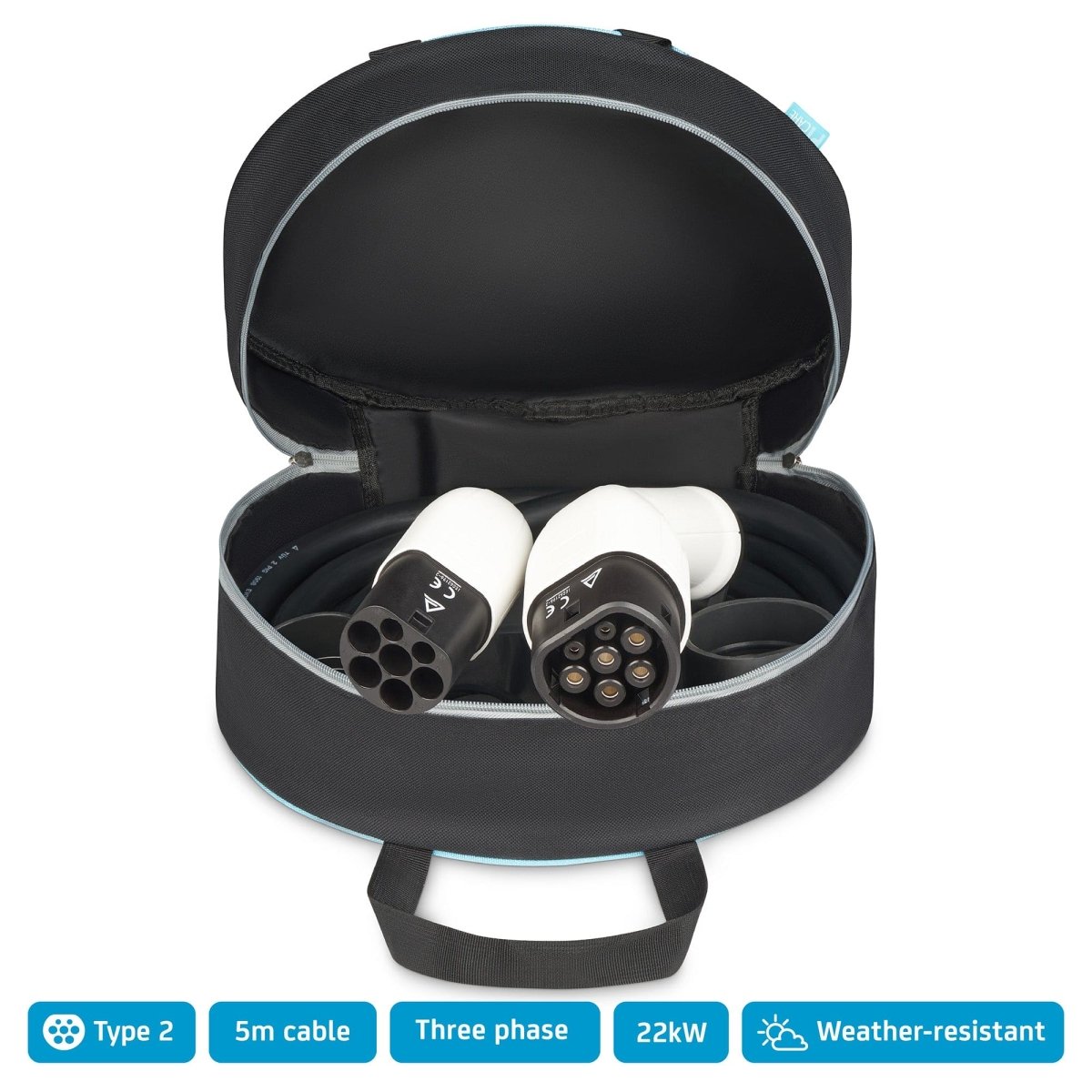 EV Charging Cable, - P1 Autocare© - 32A, 6m Long, Type 2 to Type 2 (Three Phase), Impact Resistant, IP Rated