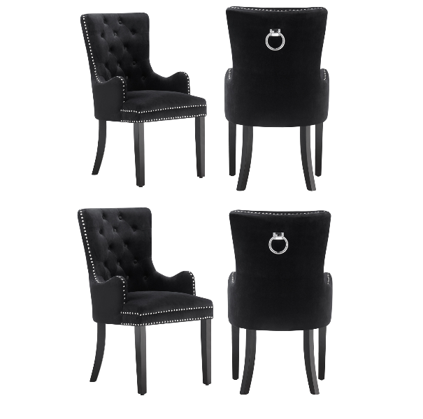 Windsor LUX Knocker Back Velvet Dining Chair w/ Armrests